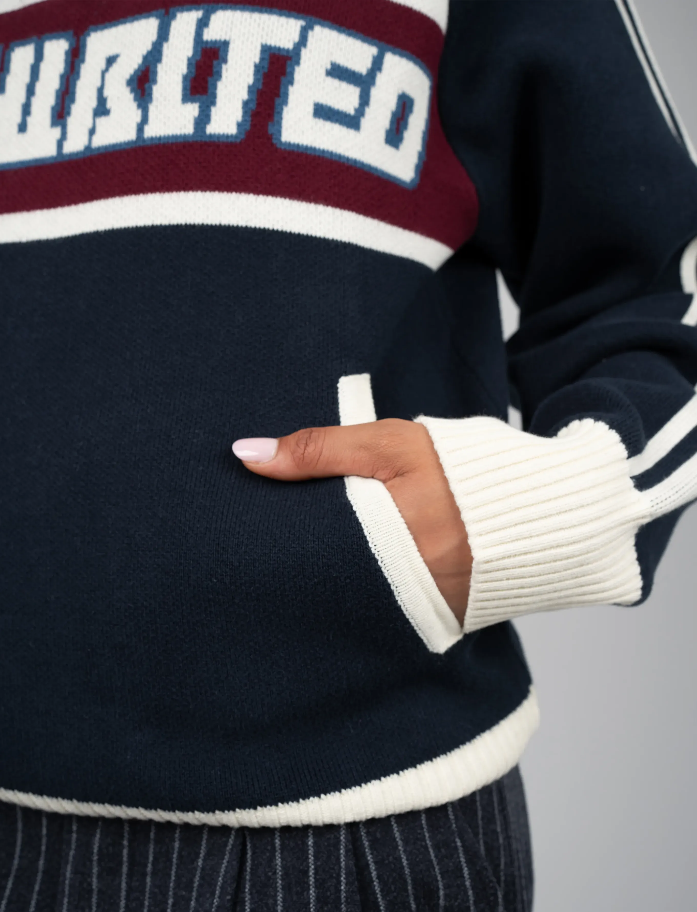 Prohibited Letterman Knitted Quarter Zip - Kläder - NAVY / navy