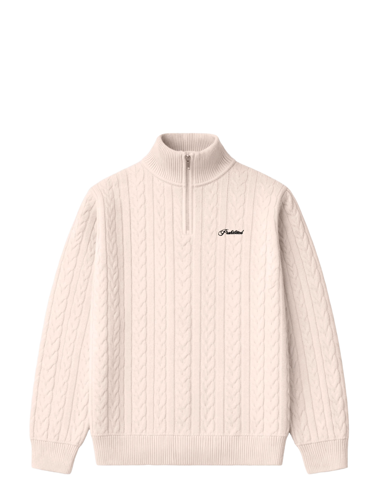 Prohibited Cable Knit Quarter Zip - Prohibited - CREAM / cream