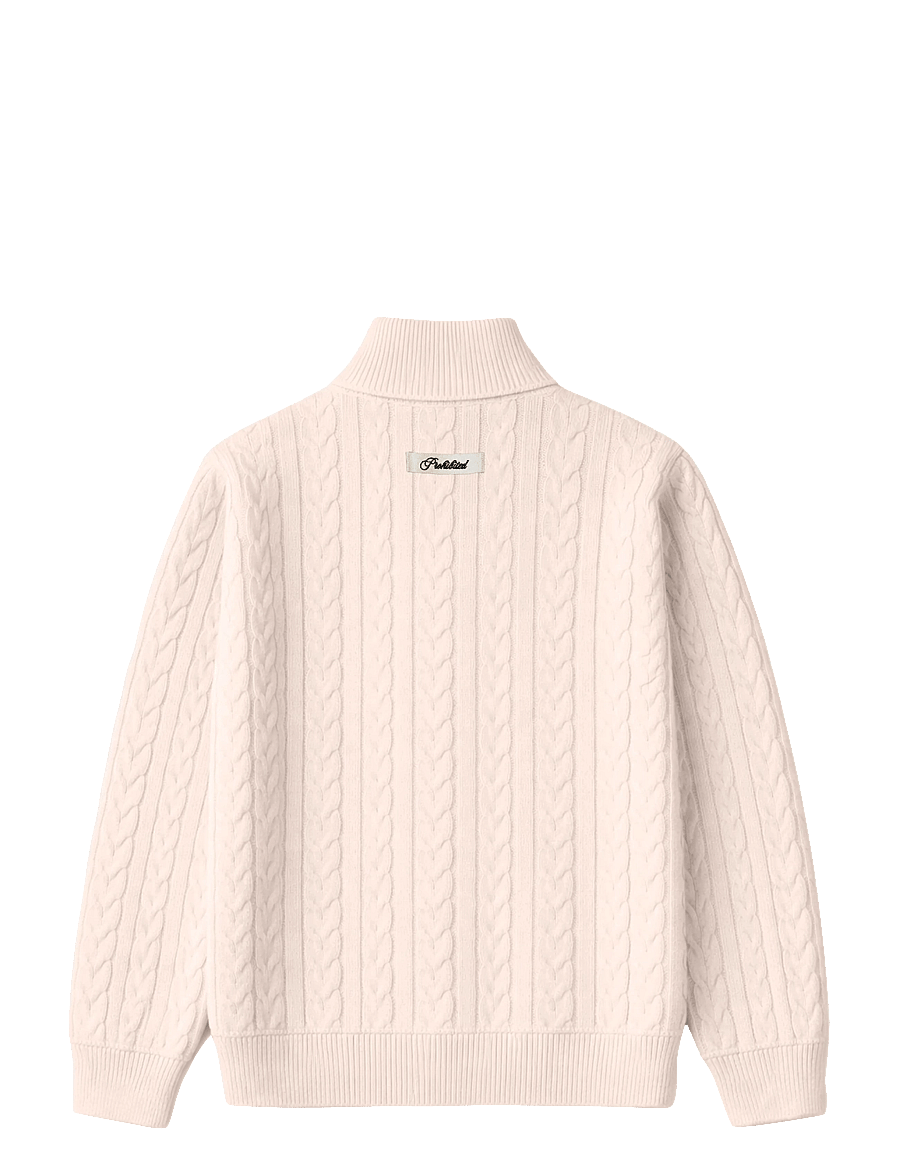 Prohibited - Cable Knit Quarter Zip - halfzip strik - cream - 2
