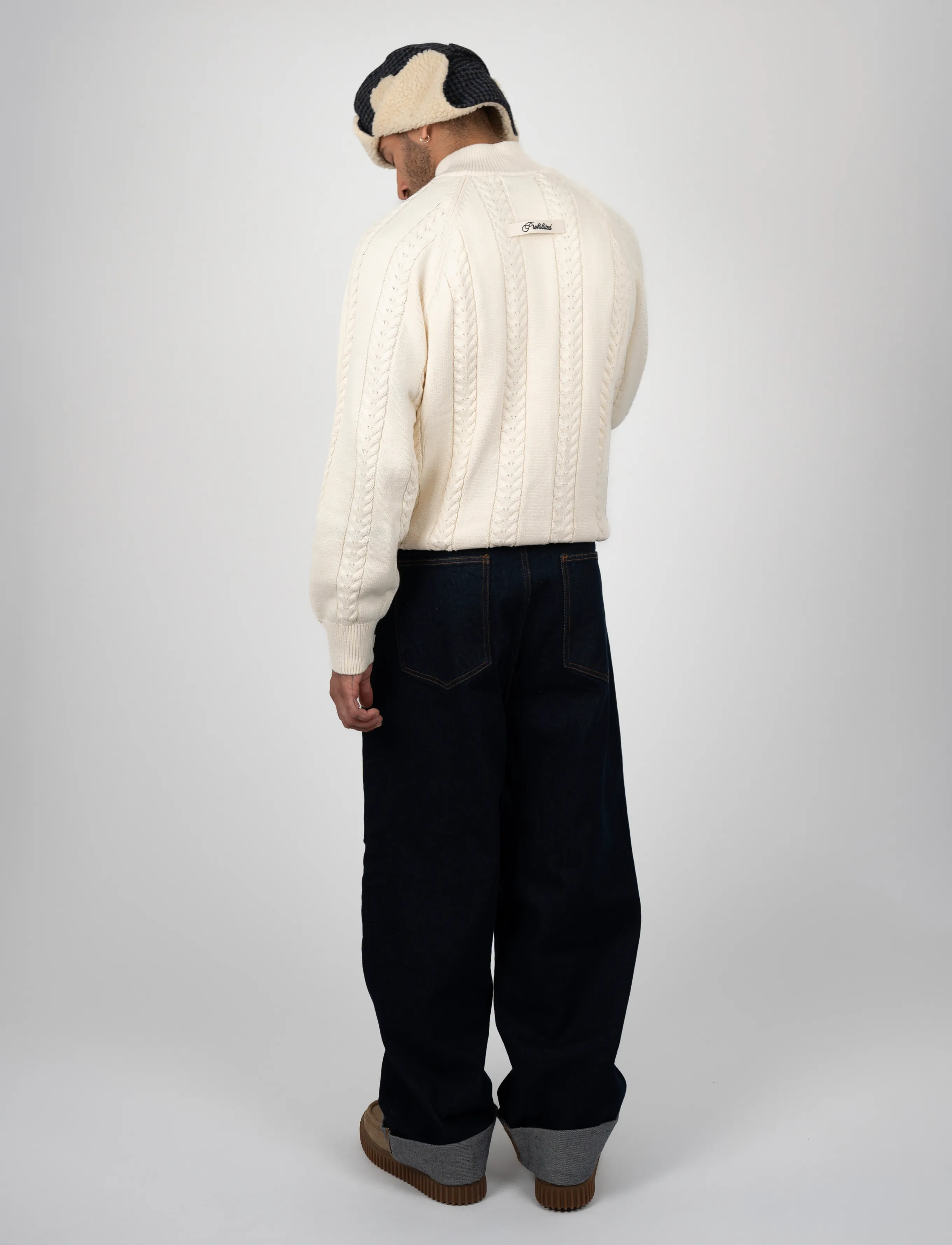 Prohibited - Cable Knit Quarter Zip - halfzip strik - cream - 4