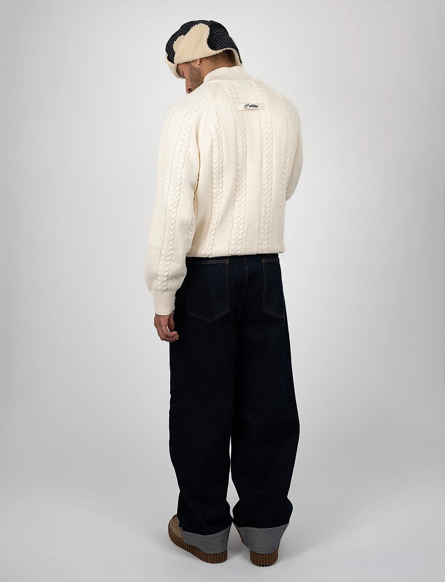 Prohibited - Cable Knit Quarter Zip - halfzip strik - cream - 4