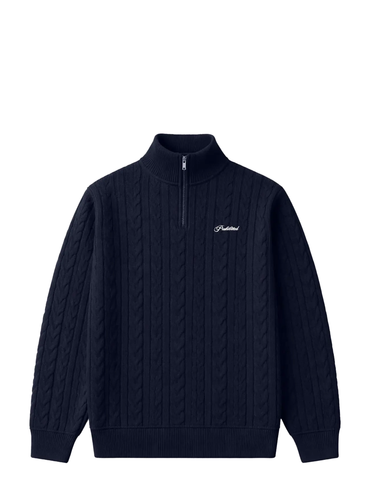 Prohibited Cable Knit Quarter Zip - Pullover mit halbem Reißverschluss - NAVY / navy