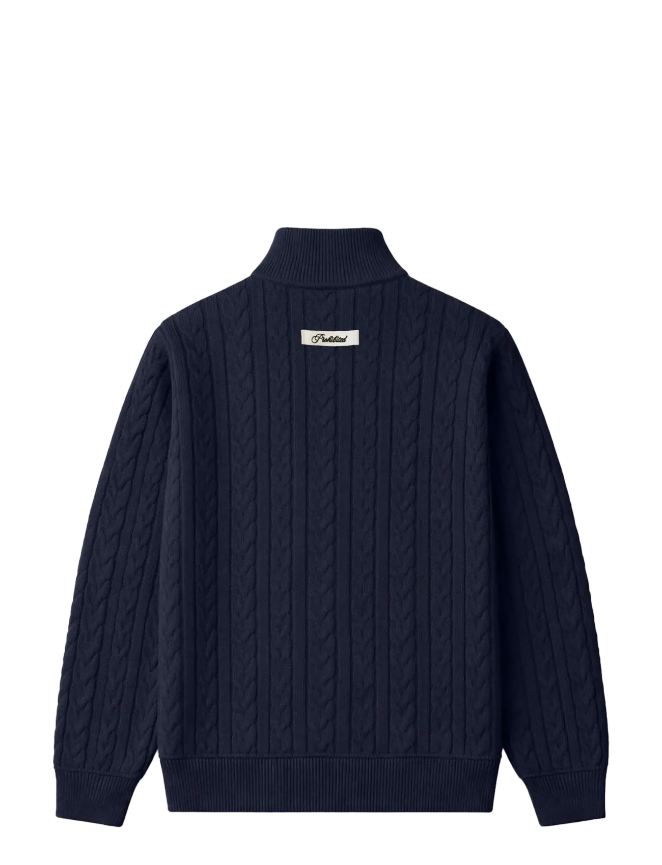 Prohibited - Cable Knit Quarter Zip - navy - 2