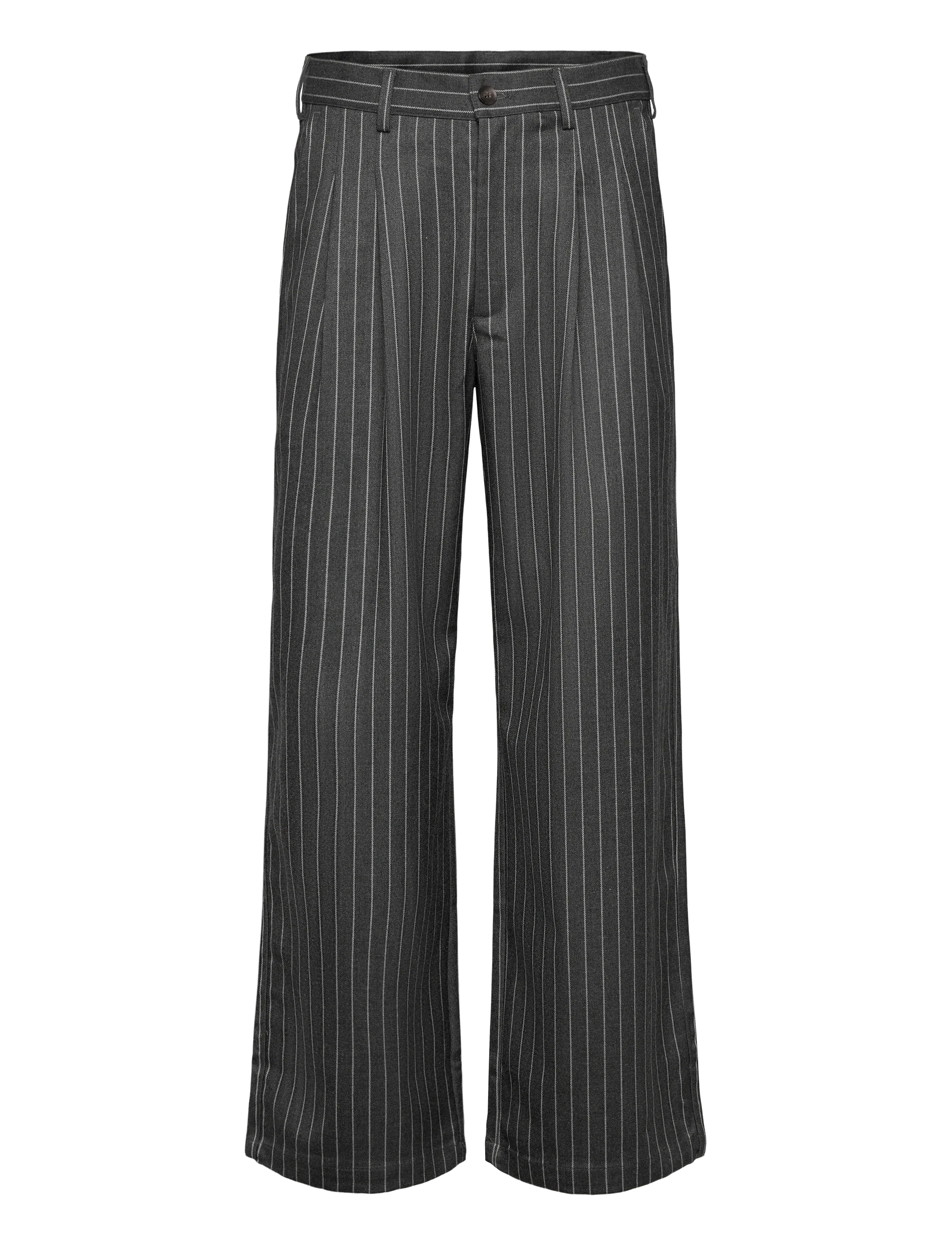 Prohibited Pinstripe Pleated Pants Grey - Byxor - GREY / grey