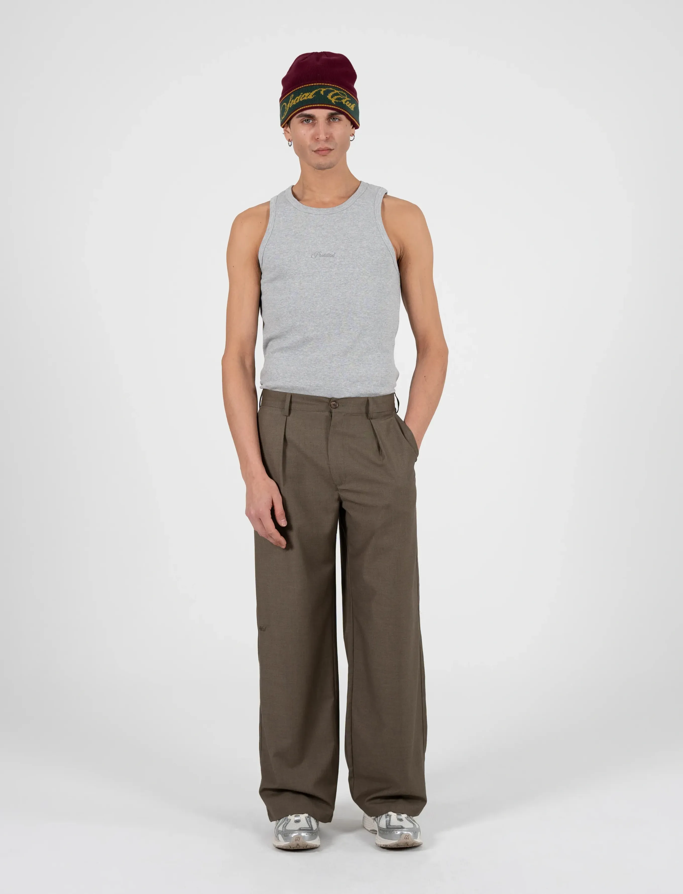 Prohibited SoHo Pleated Pants Vintage Khaki - Riided - GREEN / brown