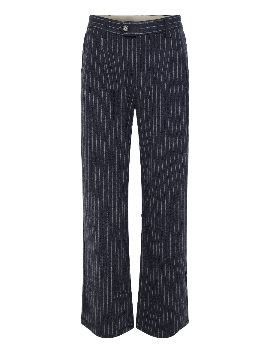 Prohibited - Revival Pinstripe Pleated Pants - casual byxor - blueish grey - 1