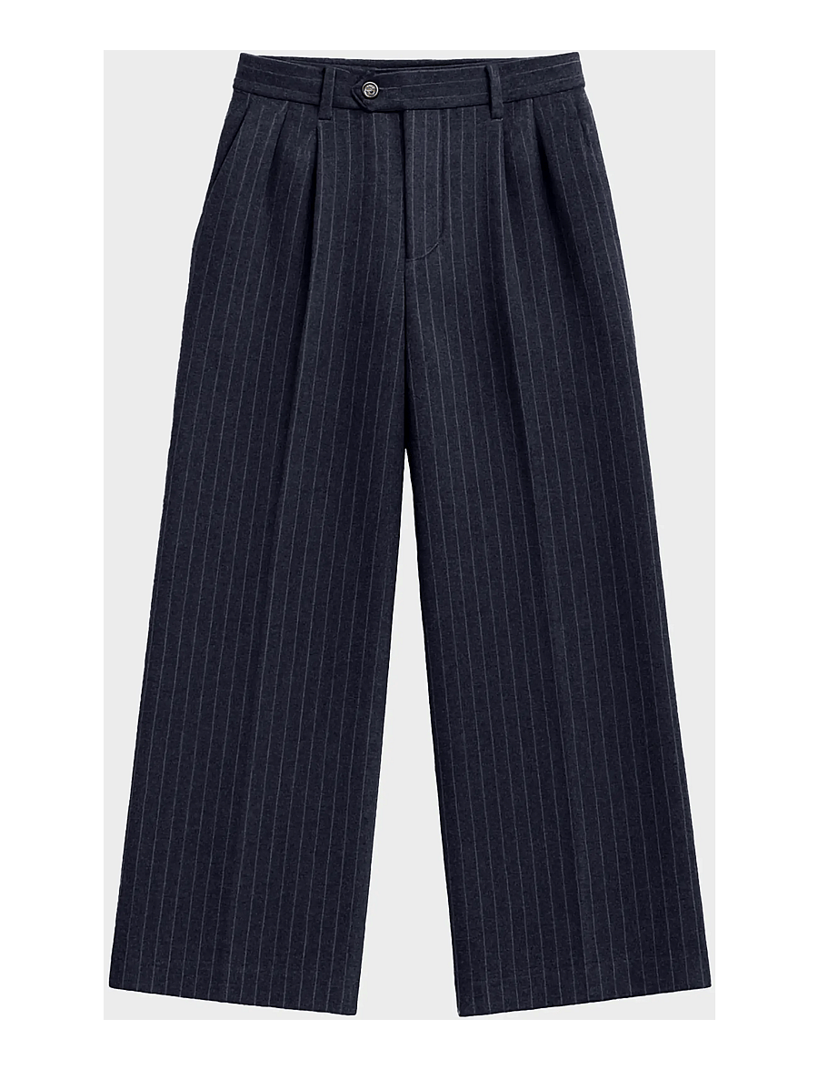 Prohibited - Revival Pinstripe Pleated Pants - casual byxor - blueish grey - 1