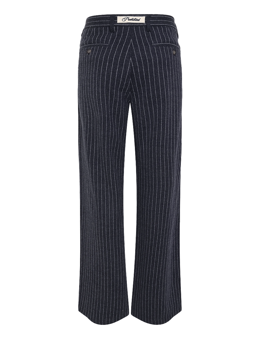 Prohibited - Revival Pinstripe Pleated Pants - casual byxor - blueish grey - 2