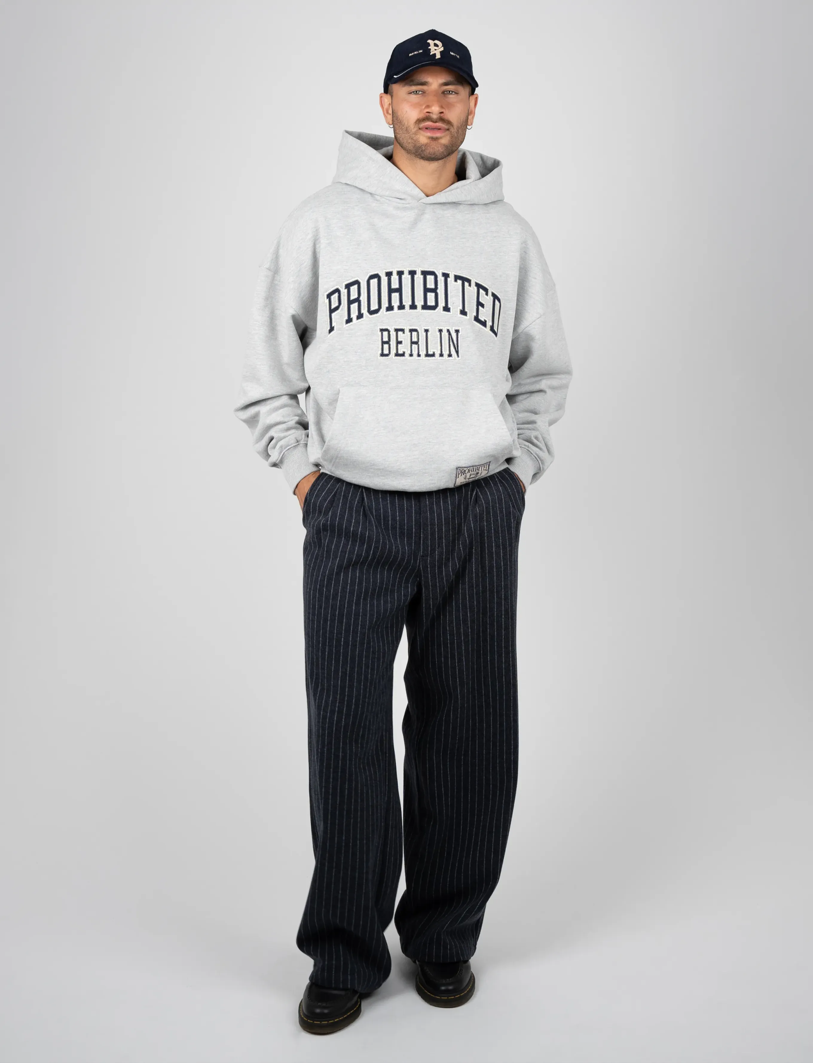 Prohibited - Revival Pinstripe Pleated Pants - casual byxor - blueish grey - 3