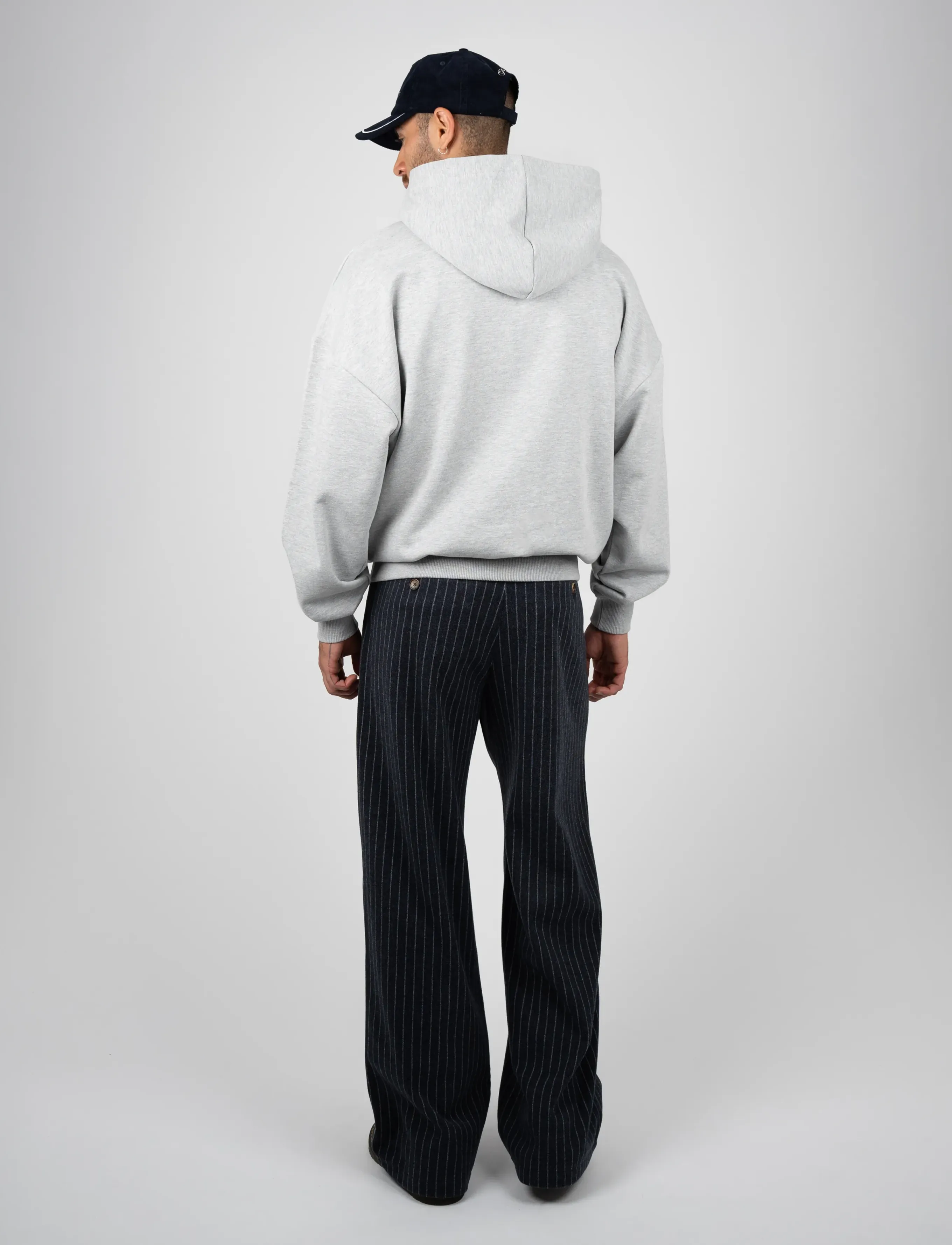 Prohibited - Revival Pinstripe Pleated Pants - casual byxor - blueish grey - 4