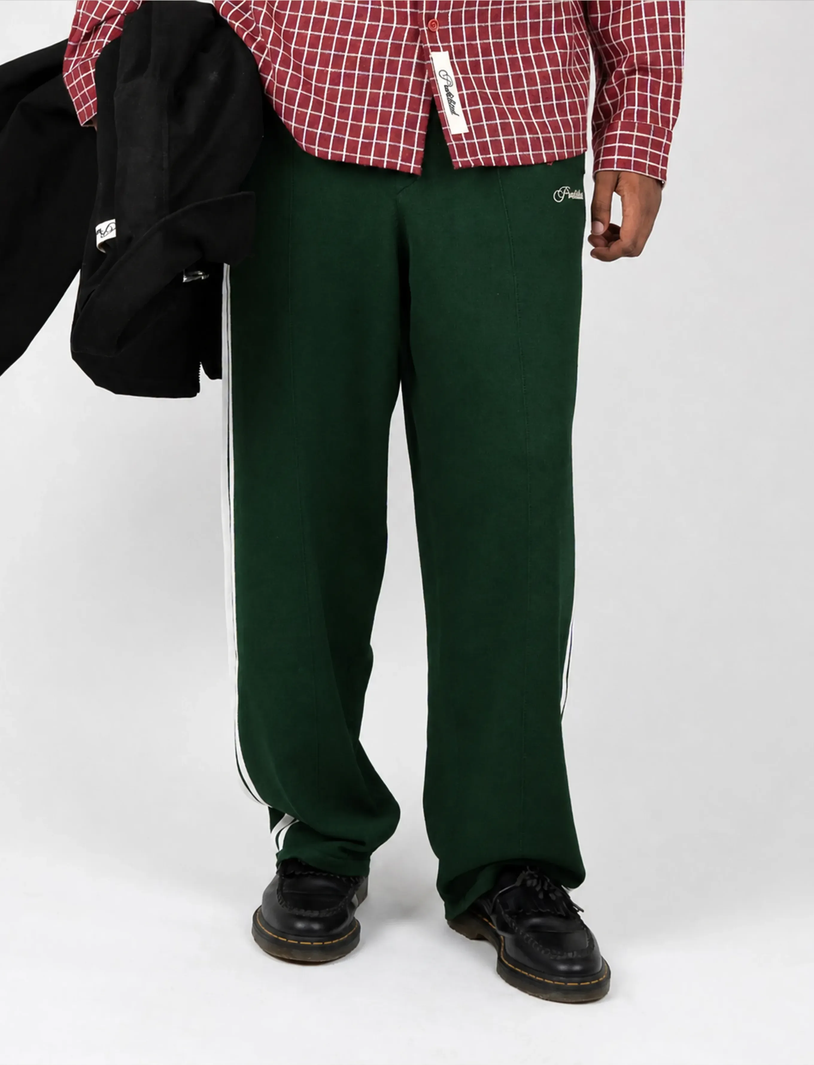 Prohibited Varsity Knitted Trackpants - Trousers - DARK GREEN / green