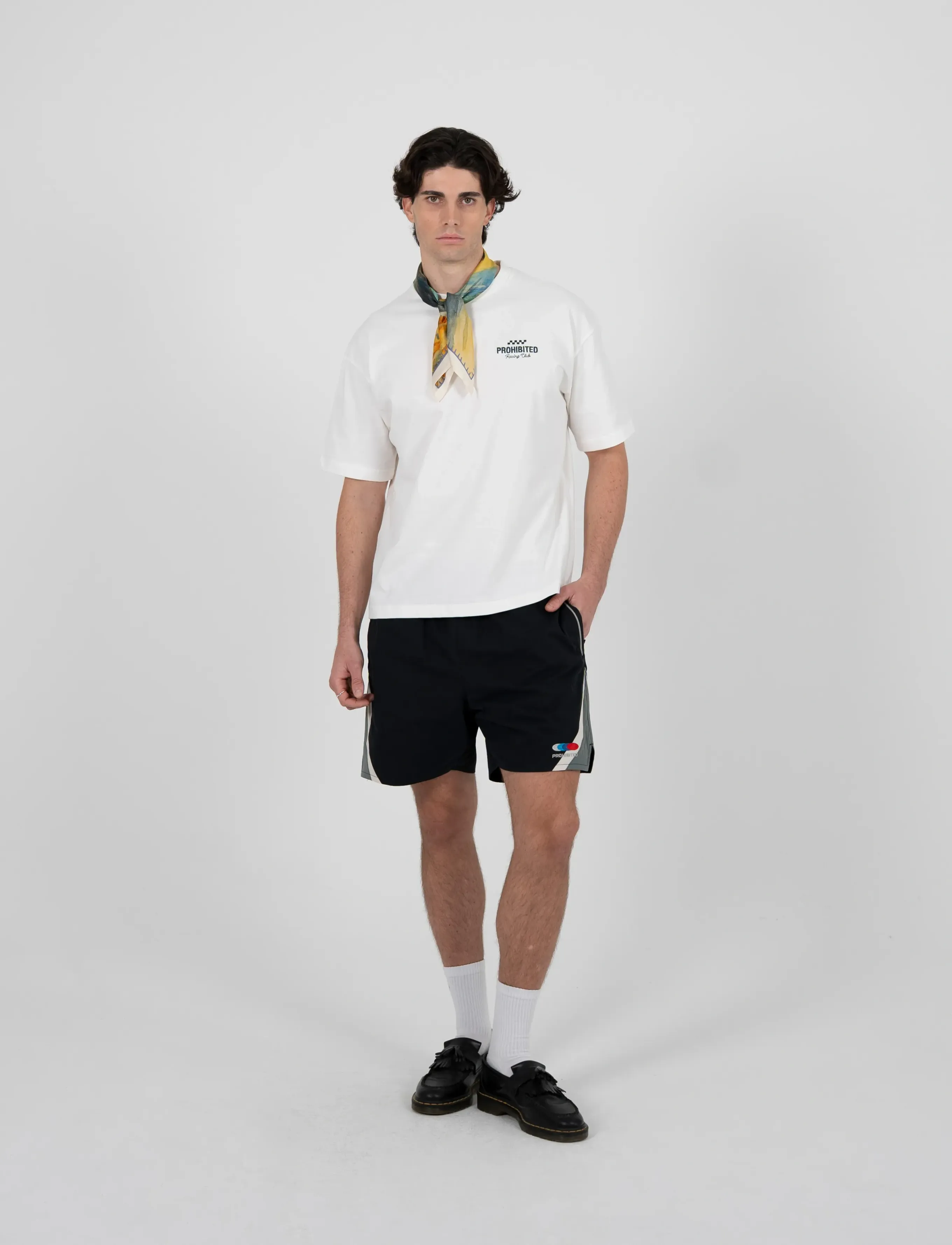 Prohibited Racer Trackshorts Black, L, Black, Sport Shorts > Sport Training Shorts, Herre