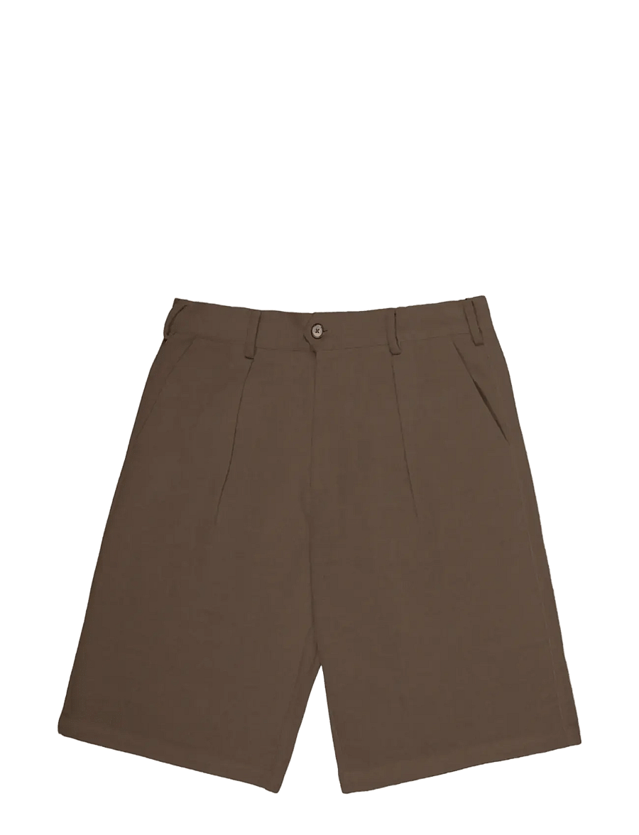 Prohibited - Podium Double Pleated Shorts Brown - casual shorts - brown - 1