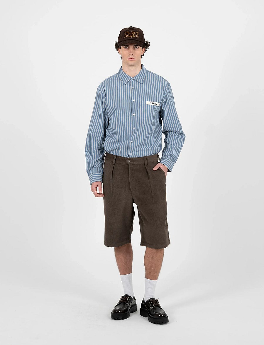 Prohibited - Podium Double Pleated Shorts Brown - casual shorts - brown - 0