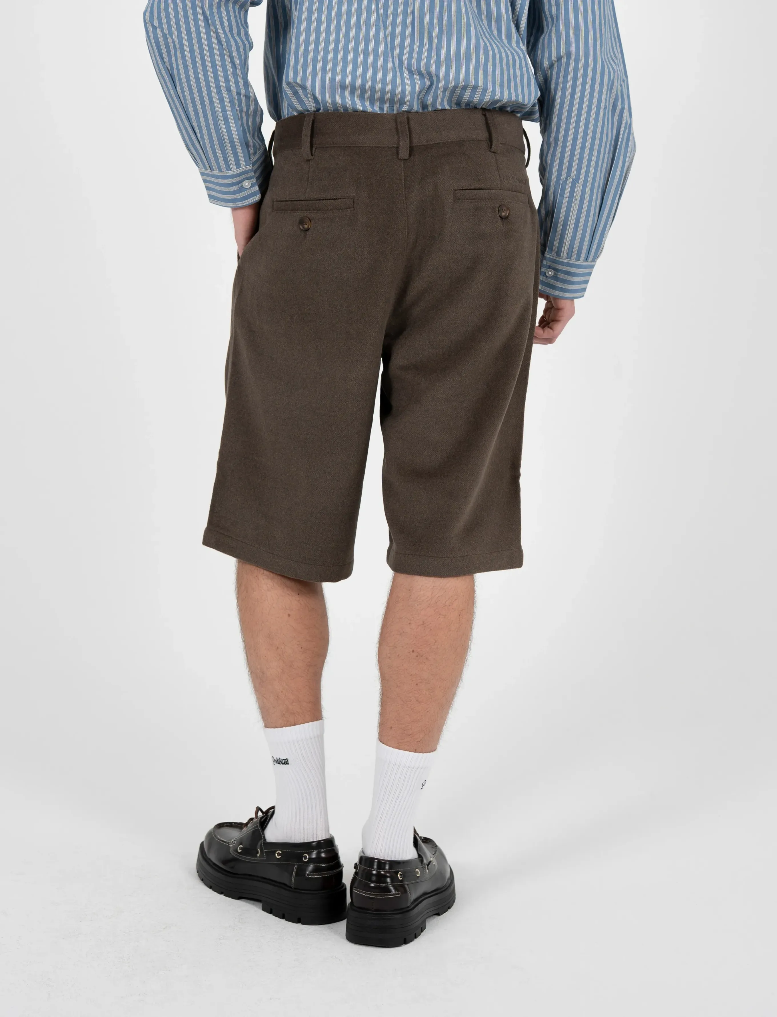 Prohibited - Podium Double Pleated Shorts Brown - lühikesed vabaajapüksid - brown - 4