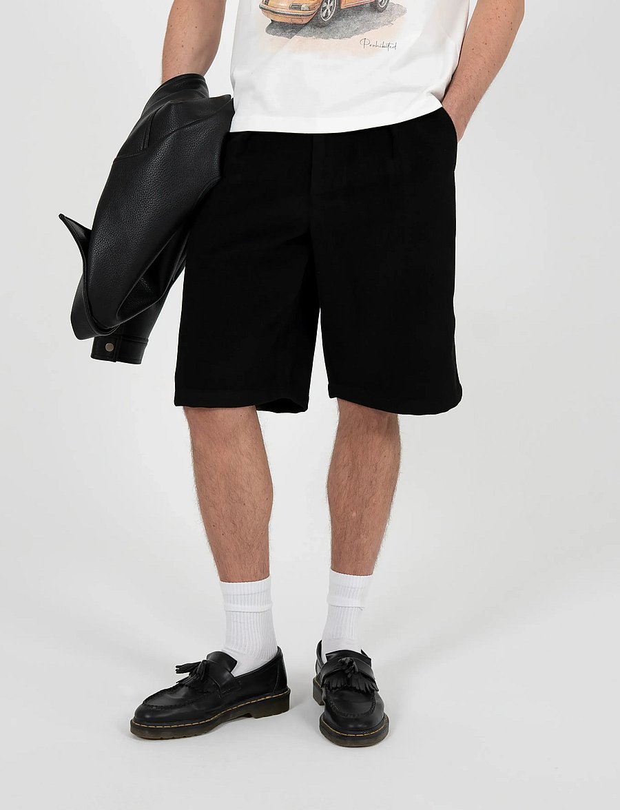 Prohibited - Podium Double Pleated Shorts Black - casual shorts - black - 3