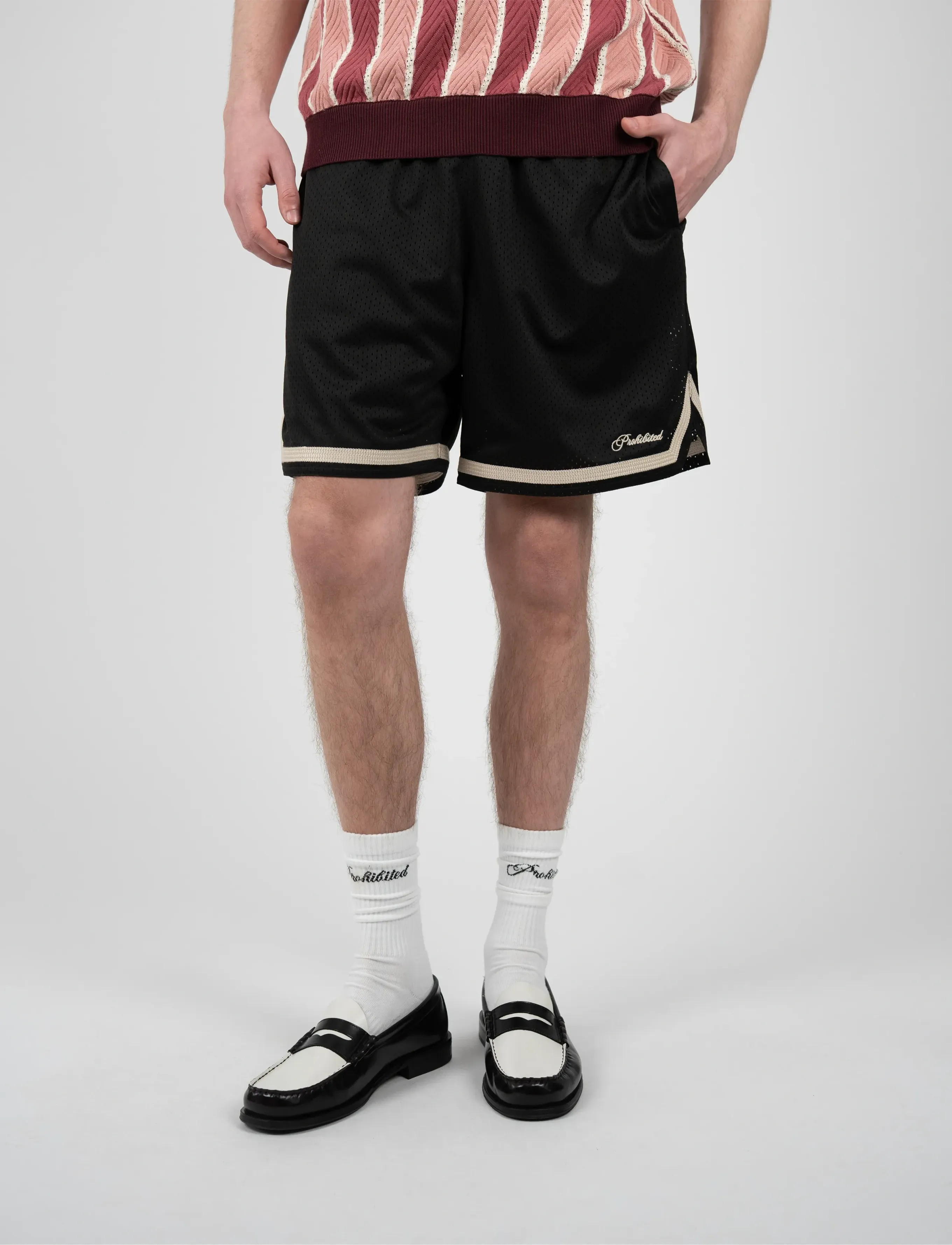 Prohibited - Mesh Basketball Shorts - treenishortsit - black - 2