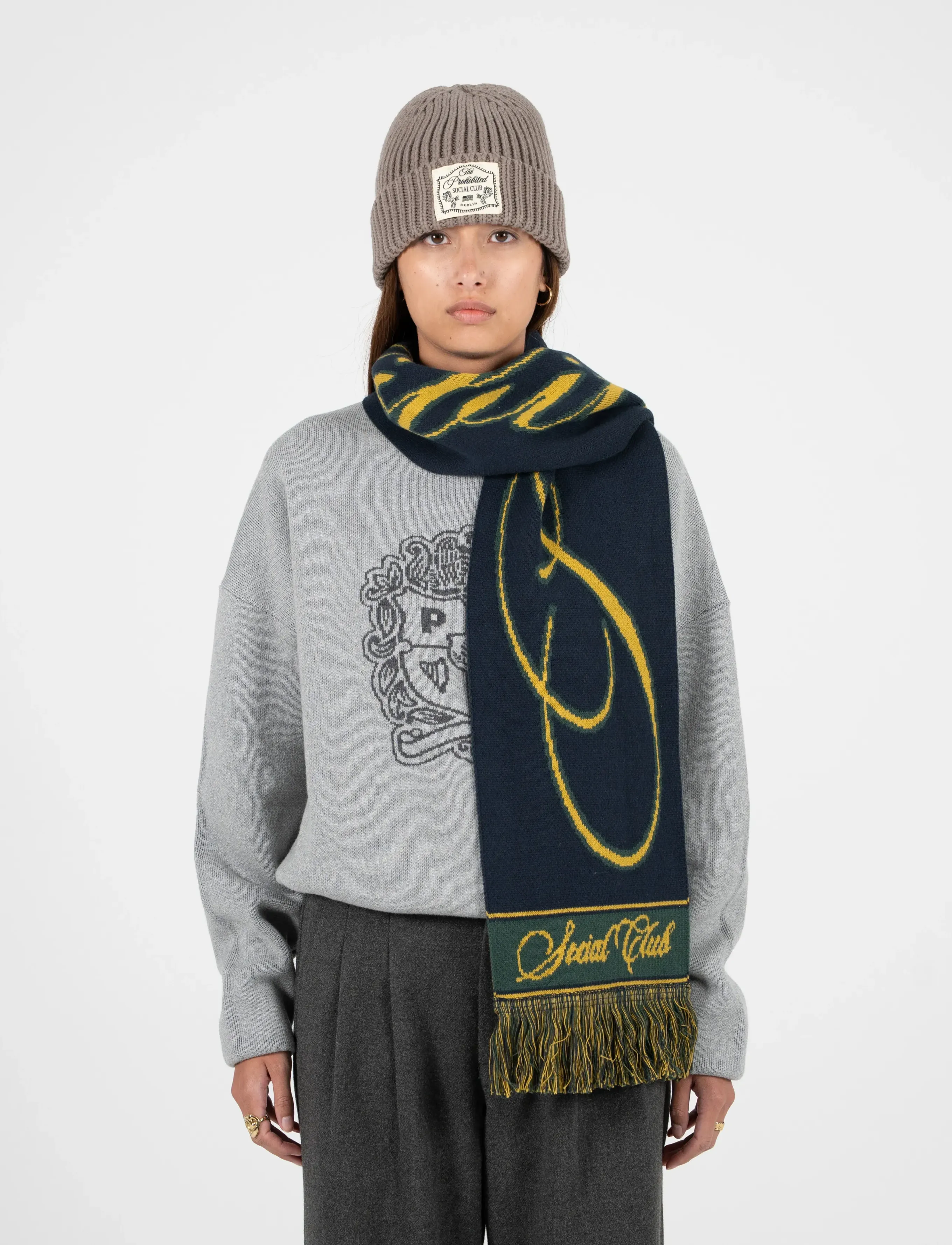 Prohibited Clubhouse Jaquard Scarf Navy - Tänavastiil - NAVY / black