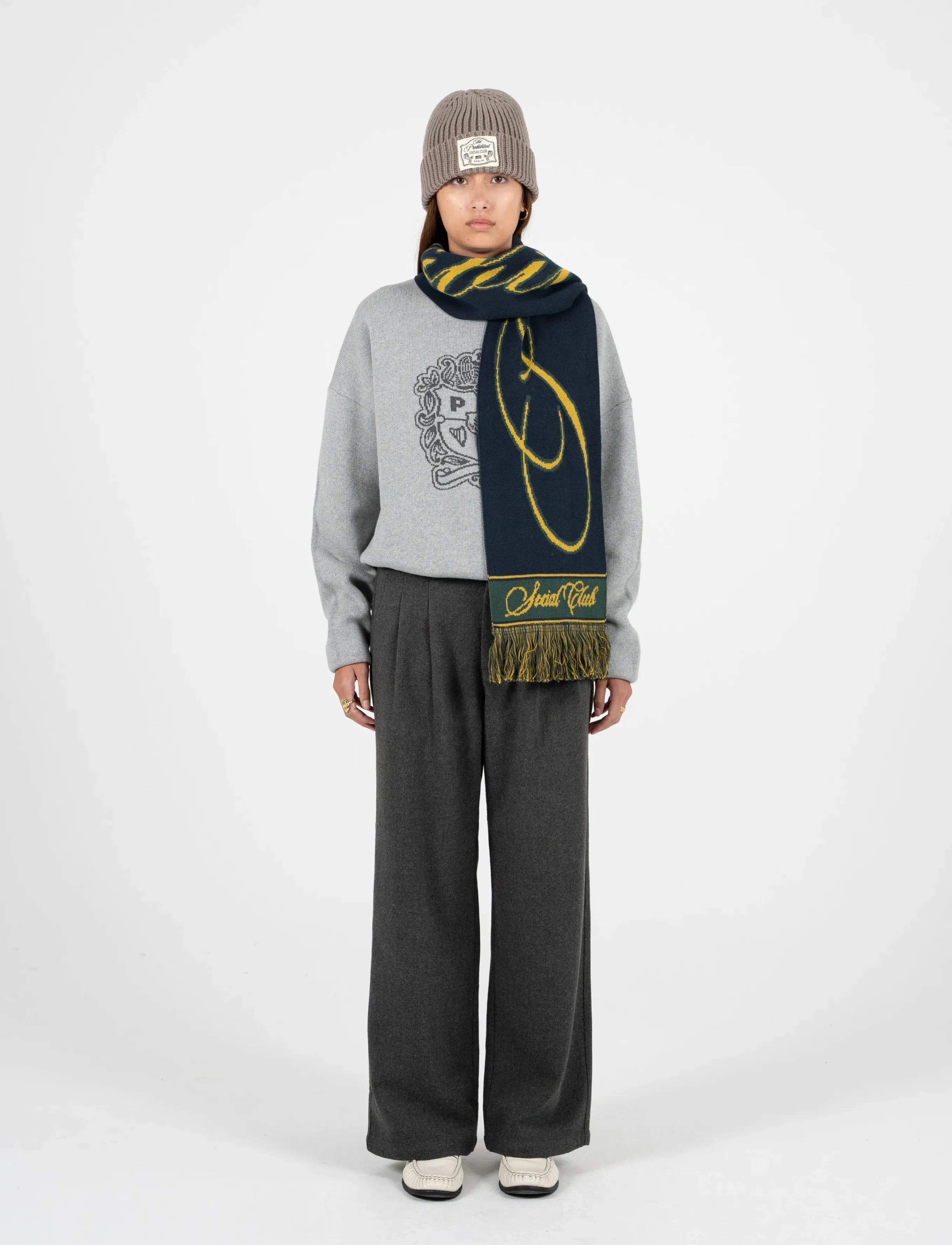 Prohibited - Clubhouse Jaquard Scarf Navy - halsdukar - navy - 3