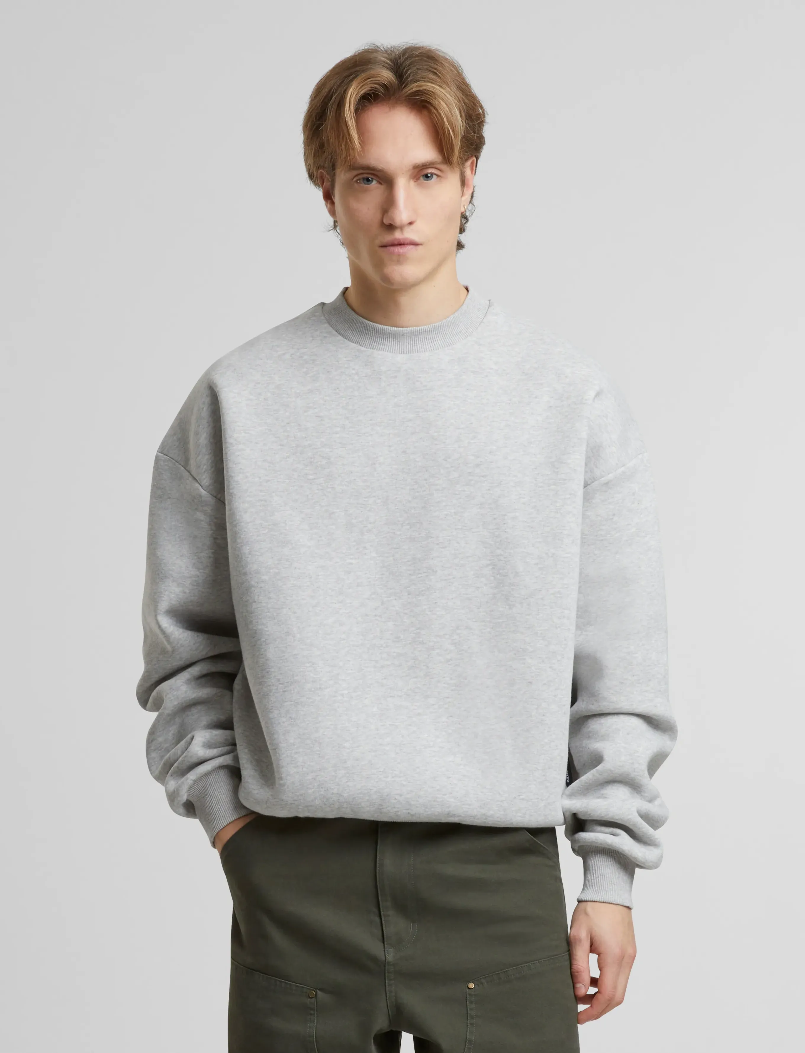 Prohibited Oversized Crew Neck, Mænd, Oversize Rundhals Sweatshirt, Grå, Str: S