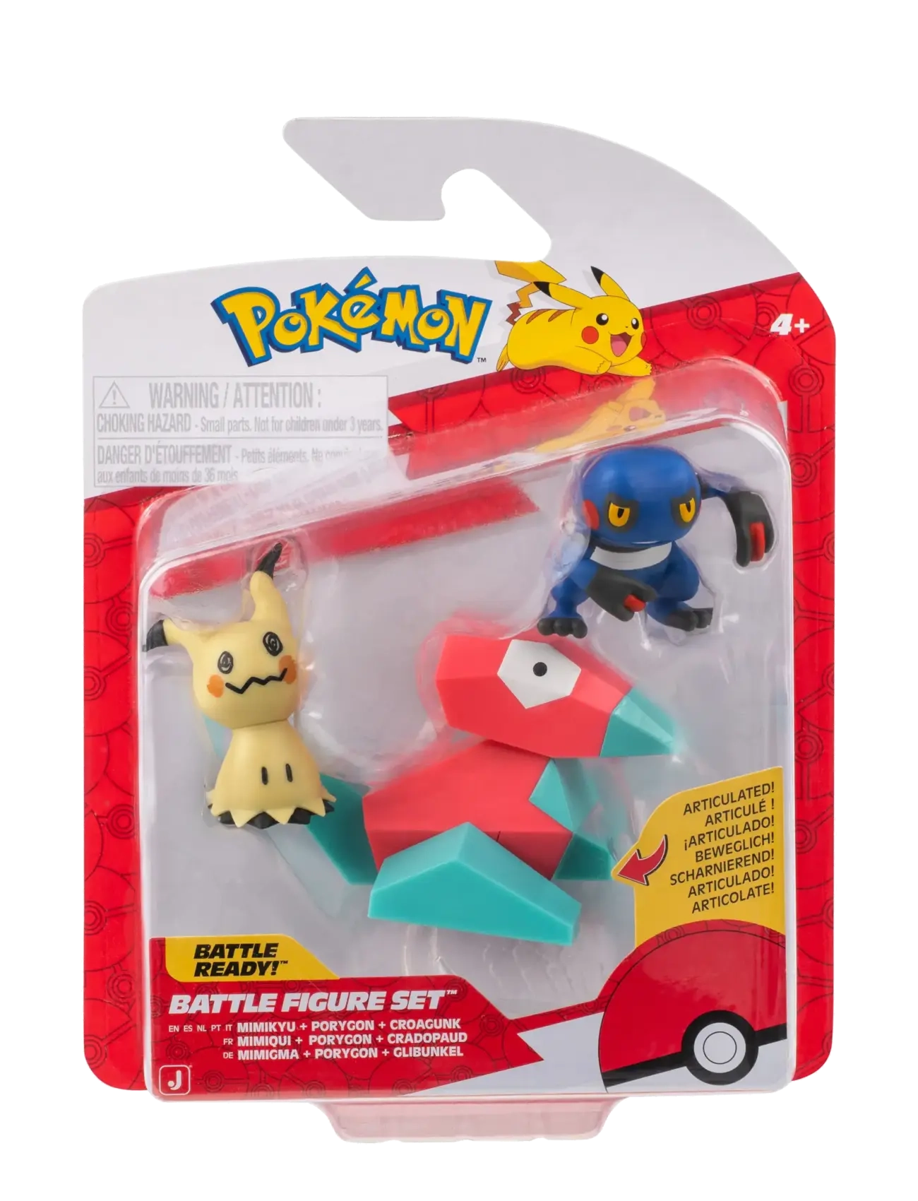 Pokemon Pokemon Battle Figure 3 Pk Mimikyu/Porygon/Croagun, One Size, Multi/patterned, Legesæt Og Actionfigurer > Actionfigurer, Børn
