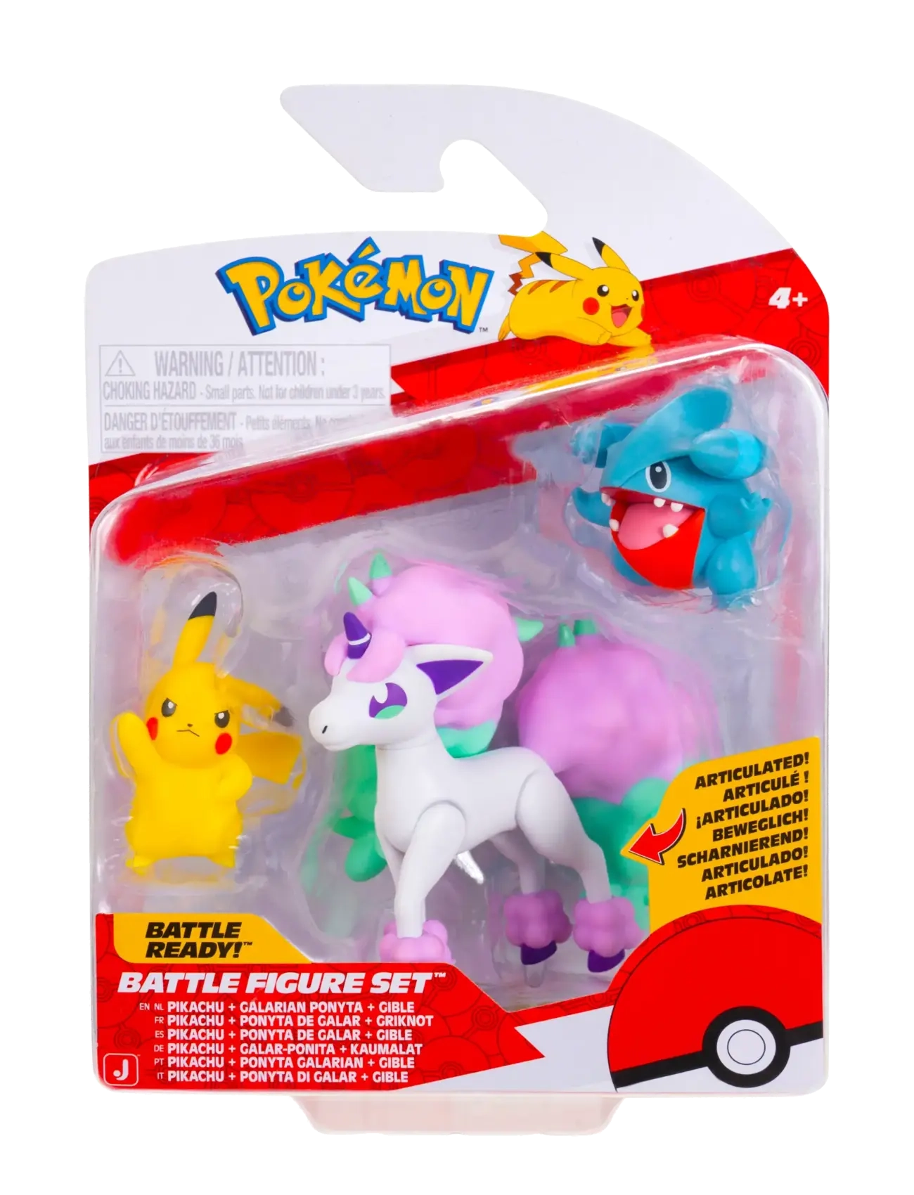 Pokemon Pokemon Battle Figure 3 Pk Pikachu/Gible/Ponyta, One Size, Yellow, Legesæt Og Actionfigurer > Actionfigurer, Børn
