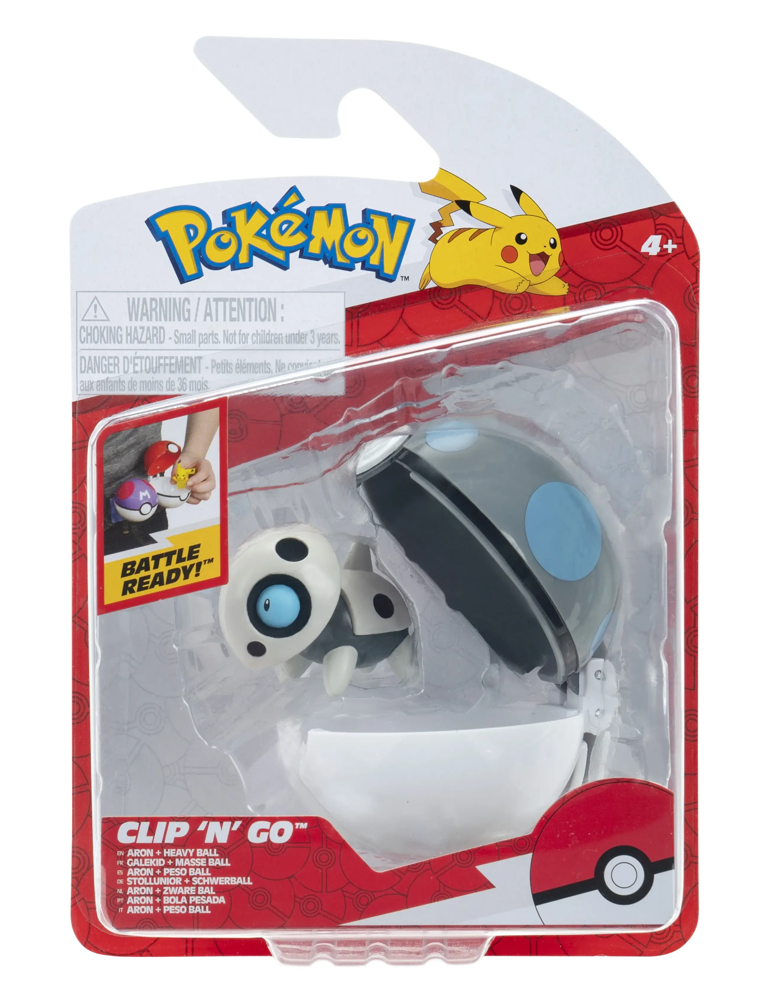 Pokemon Clip N Go Aron W Heavy Ball, Børn, Action Figures, Multi/mønstret, Str: ONE SIZE