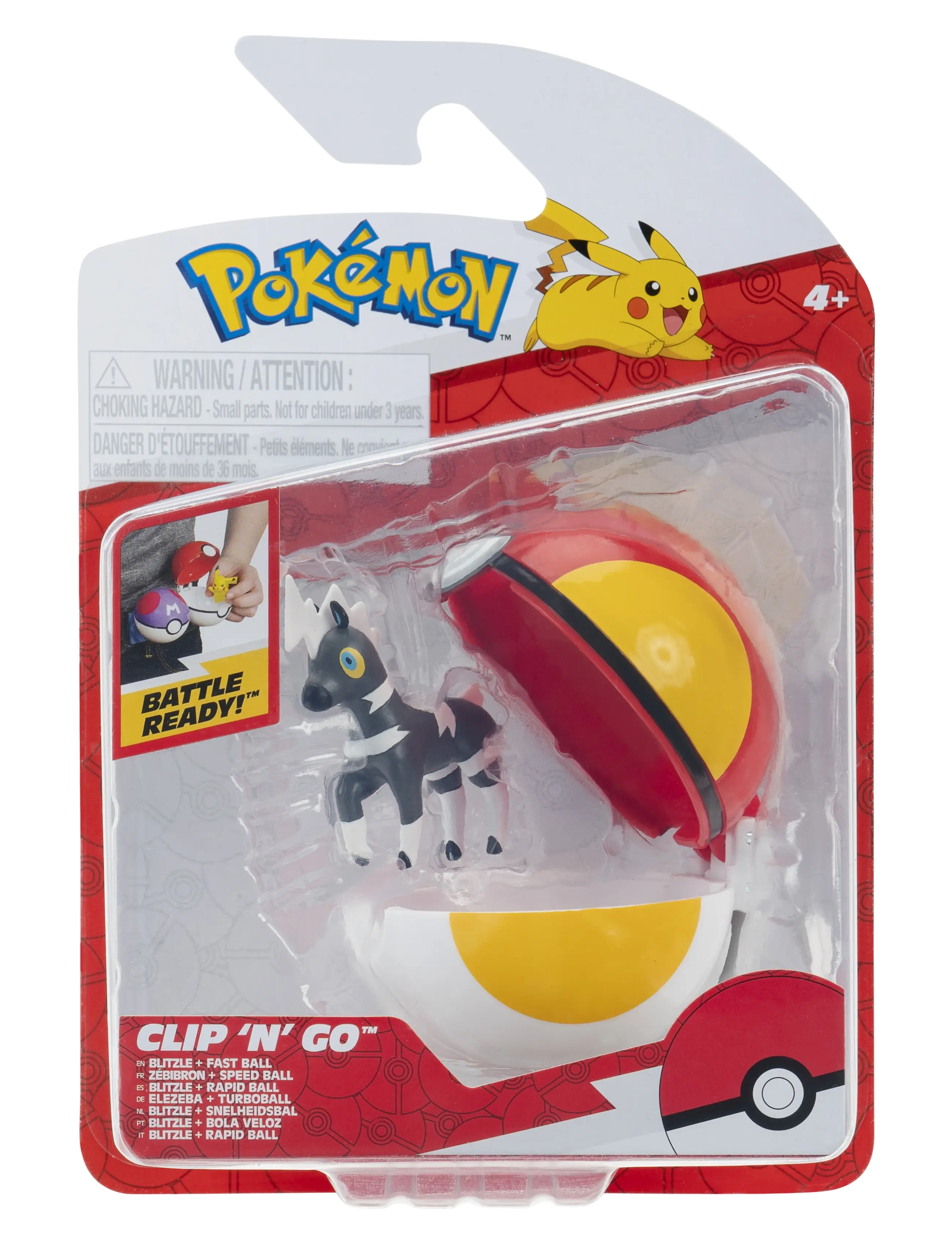 Pokemon Clip N Go Blitzle W Fast Ball, Børn, Action Figures, Multi/mønstret, Str: ONE SIZE