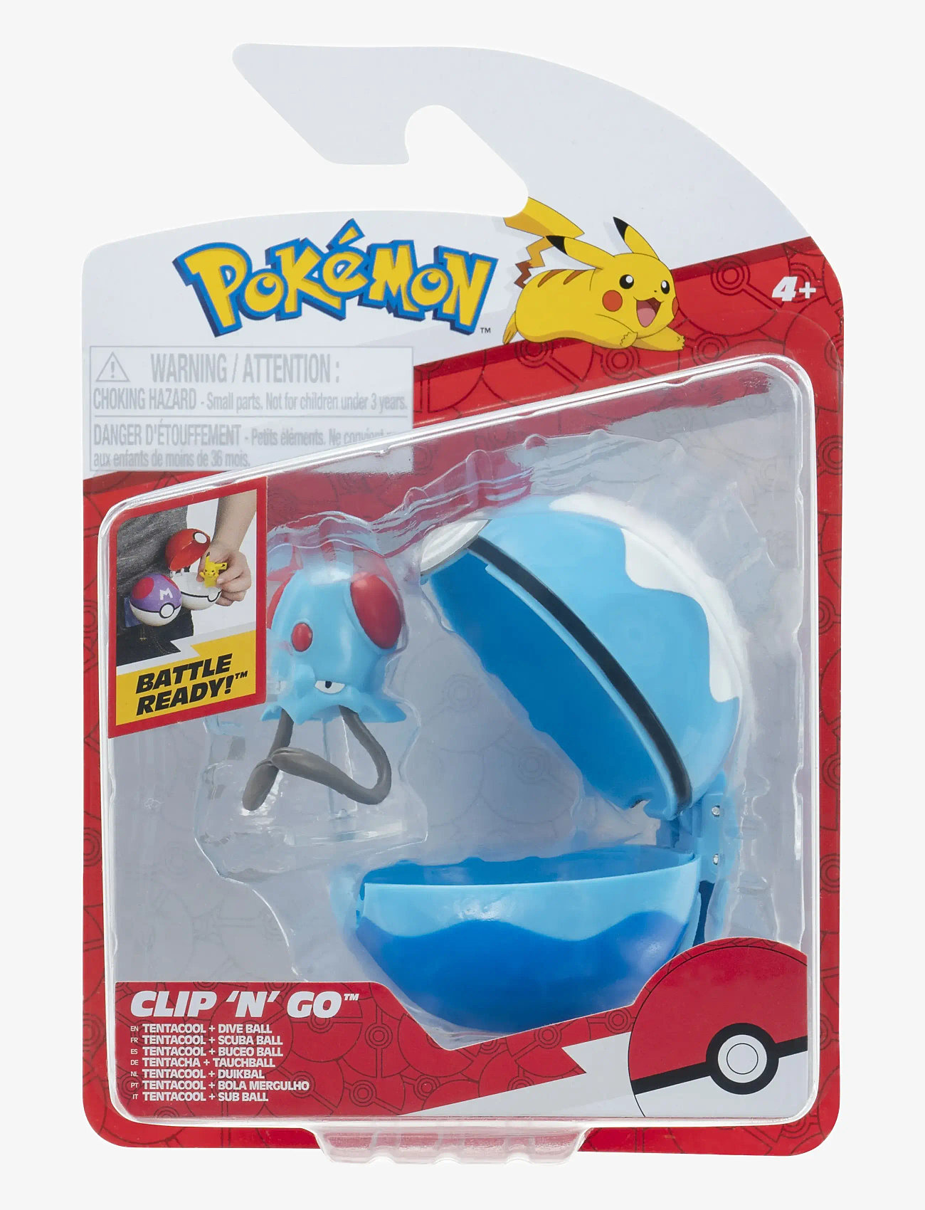 Pokemon - POKEMON CLIP N GO TENTACOOL W DIVE BALL - actionfigurer - multi colour - 0