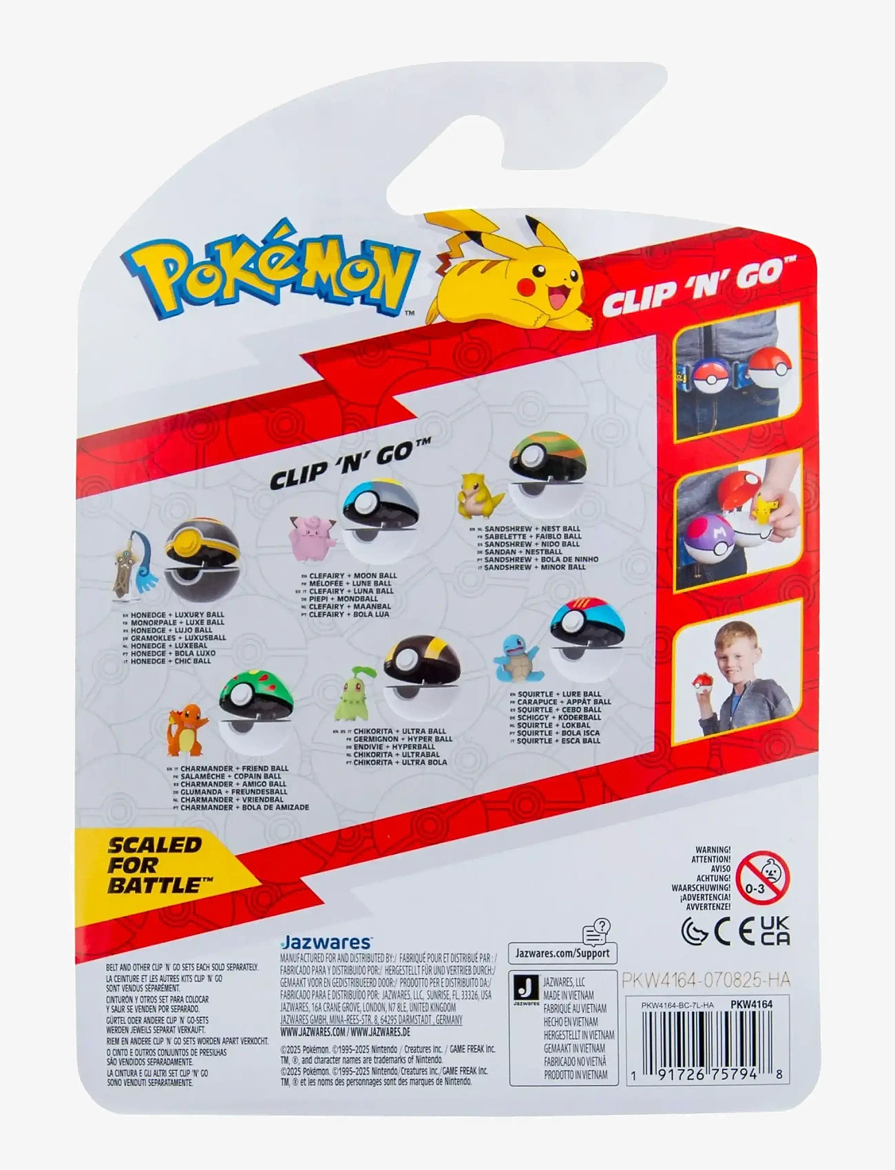 Pokemon - POKEMON CLIP N GO SQUIRTLE WITH LURE BALL - legesæt - multi colour - 2