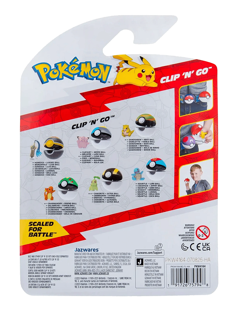 Pokemon - POKEMON CLIP N GO SQUIRTLE WITH LURE BALL - legesæt - multi colour - 2