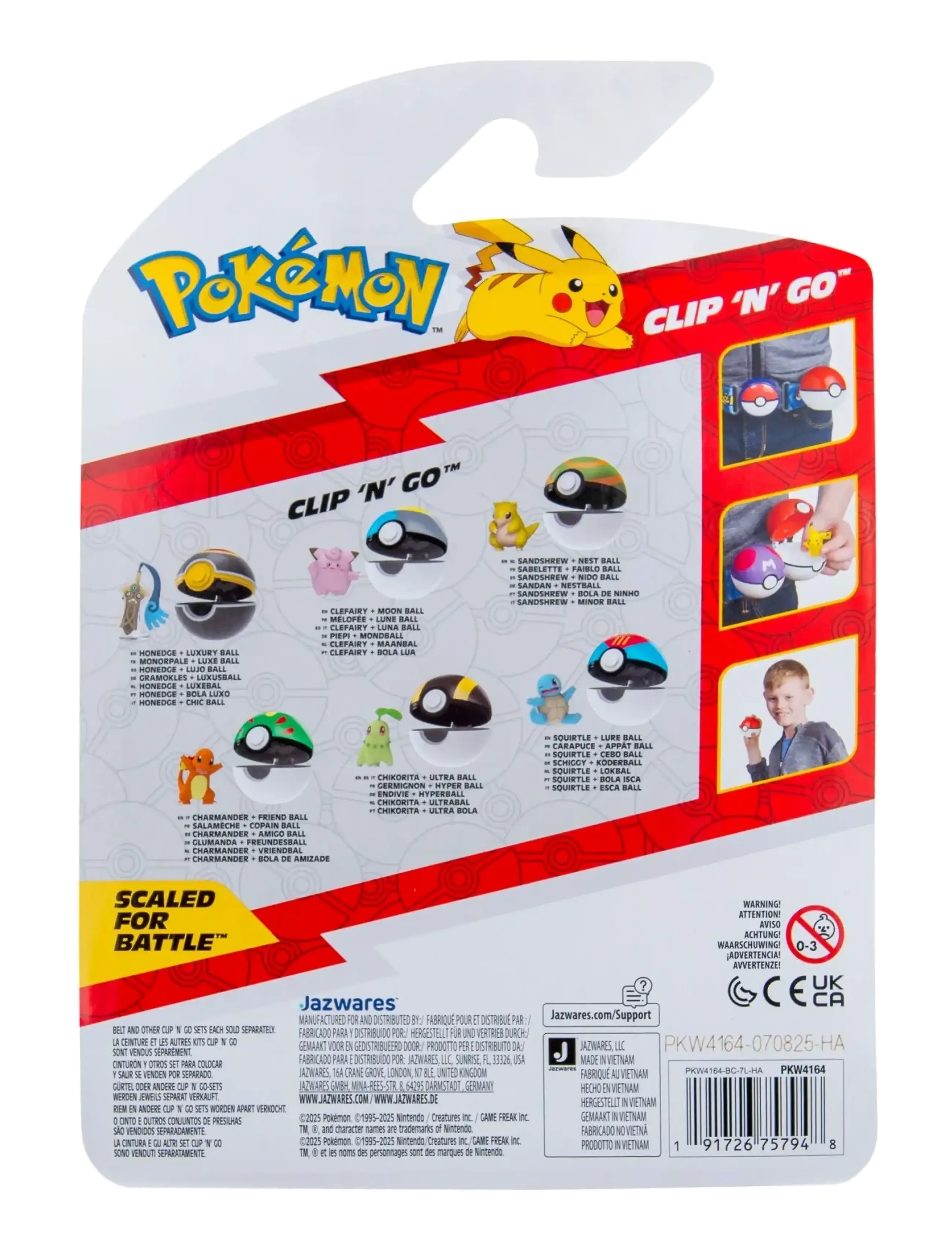 Pokemon - POKEMON CLIP N GO SQUIRTLE WITH LURE BALL - lekset - multi colour - 2