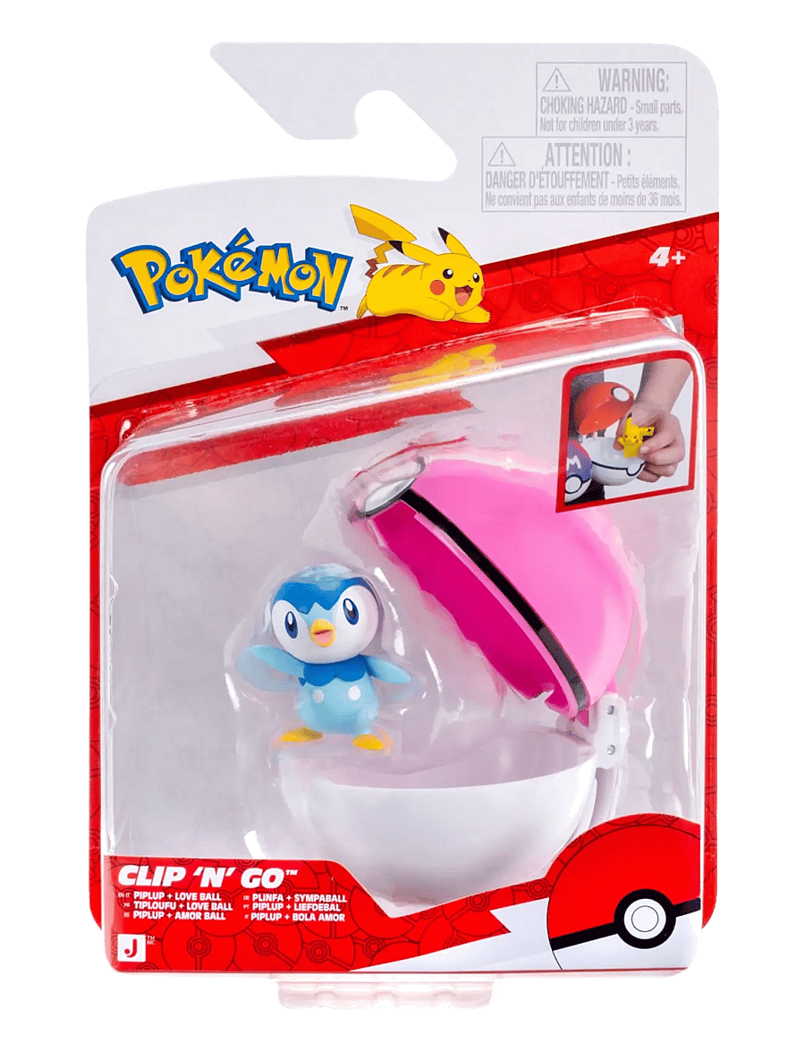 Pokemon - POKEMON CLIP N GO PIPLUP WITH LOVE BALL - lekset - multi colour - 0