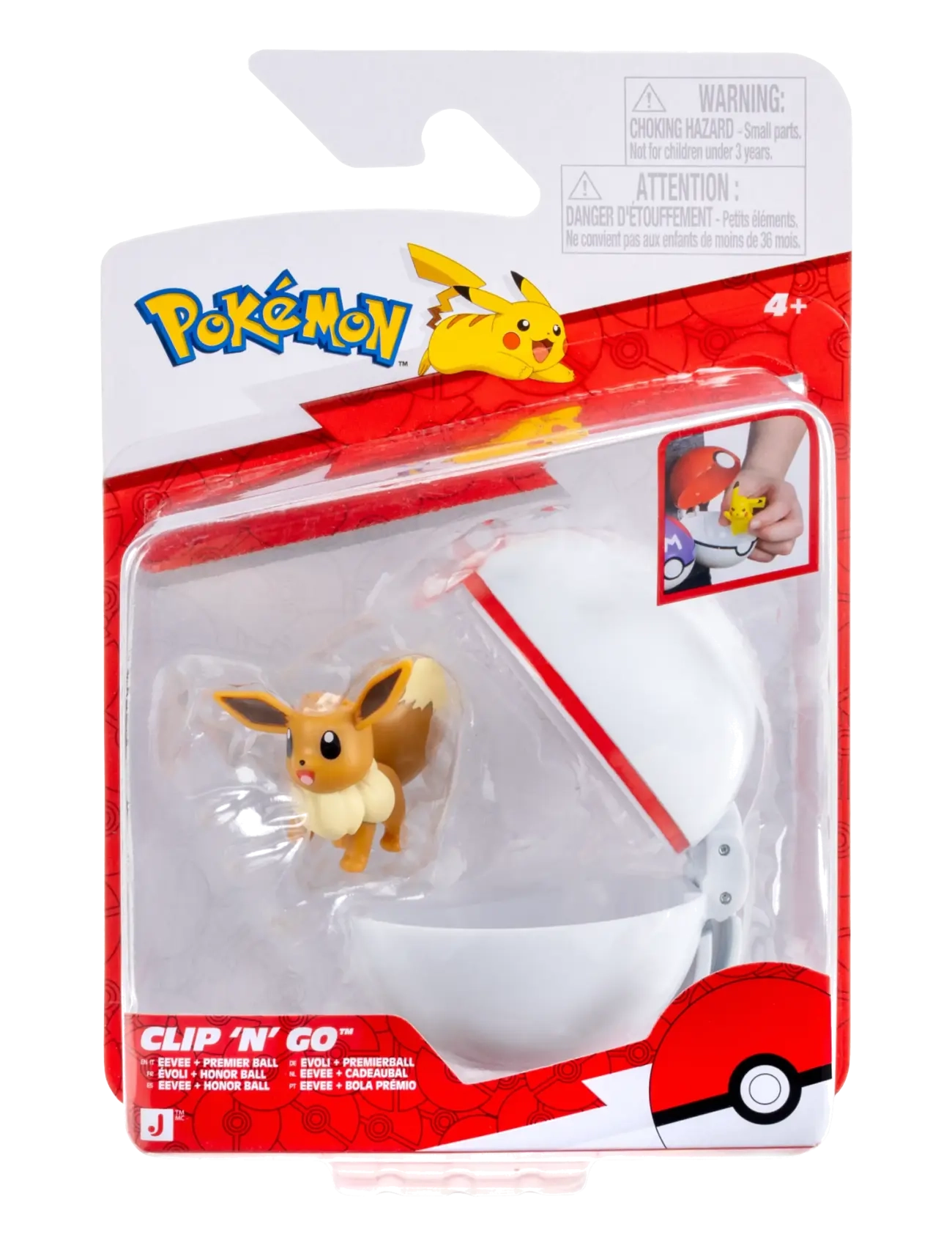 Pokemon Clip N Go Eevee With Premier Ball, Børn, Action Figures, Multi/mønstret, Str: ONE SIZE