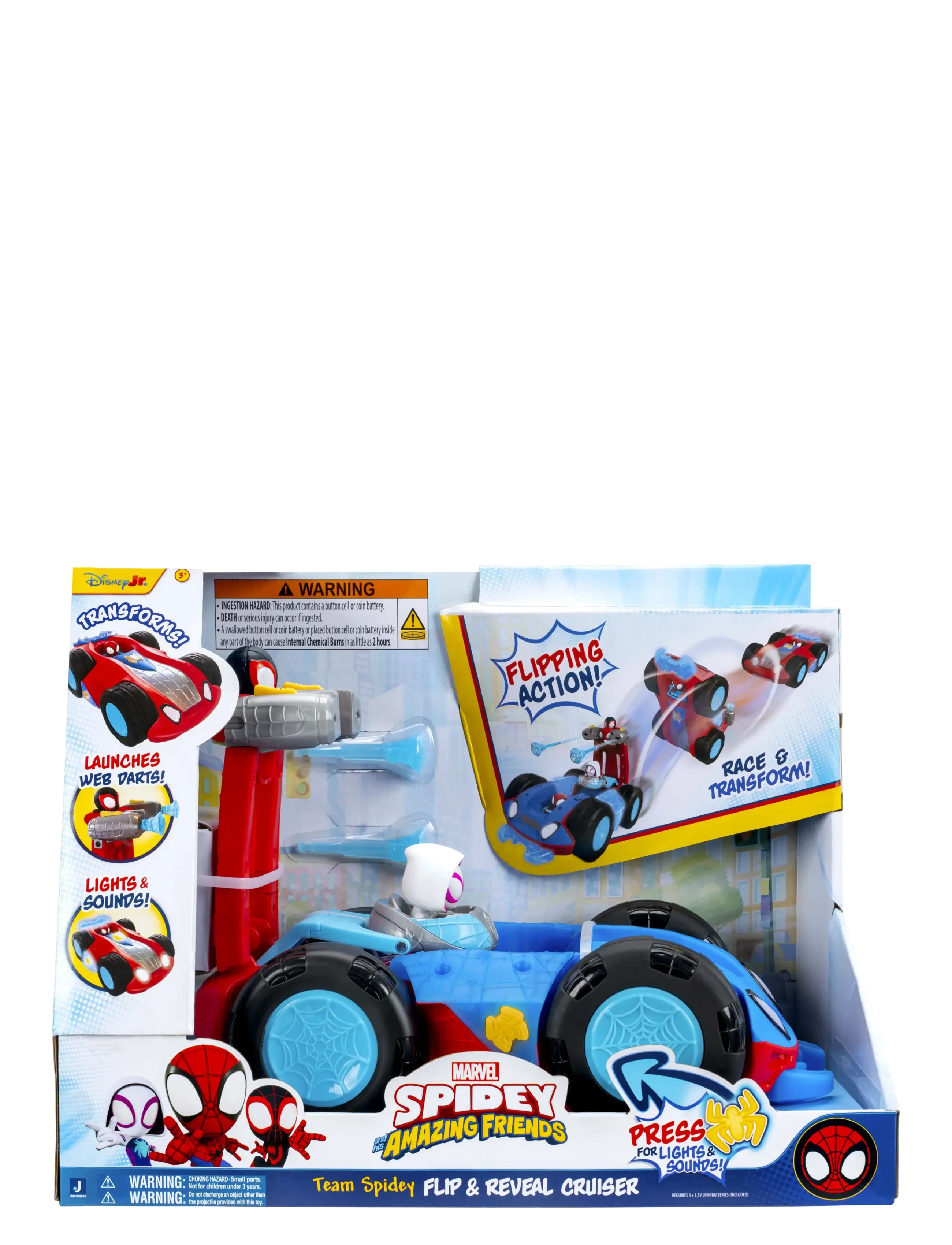 Spider-man Spidey Flip & Reveal Cruiser, One Size, Blue, Toy Cars > Other Toy Cars, Børn