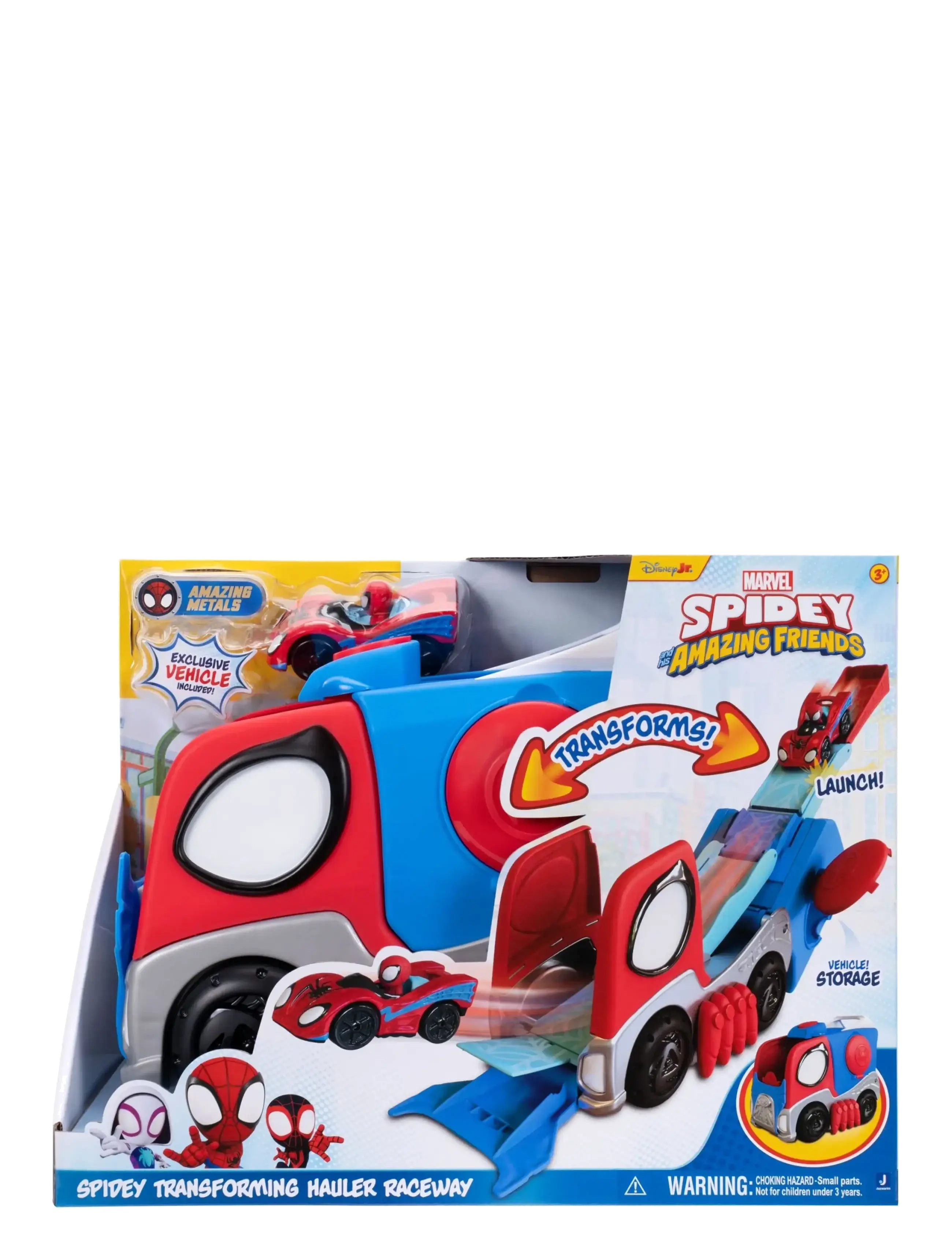 Spider-man Spidey Amazing Metals Transforming Hauler Raceway, One Size, Blue, Legetøjsbiler Og -Køretøjer > Racerbaner, Børn