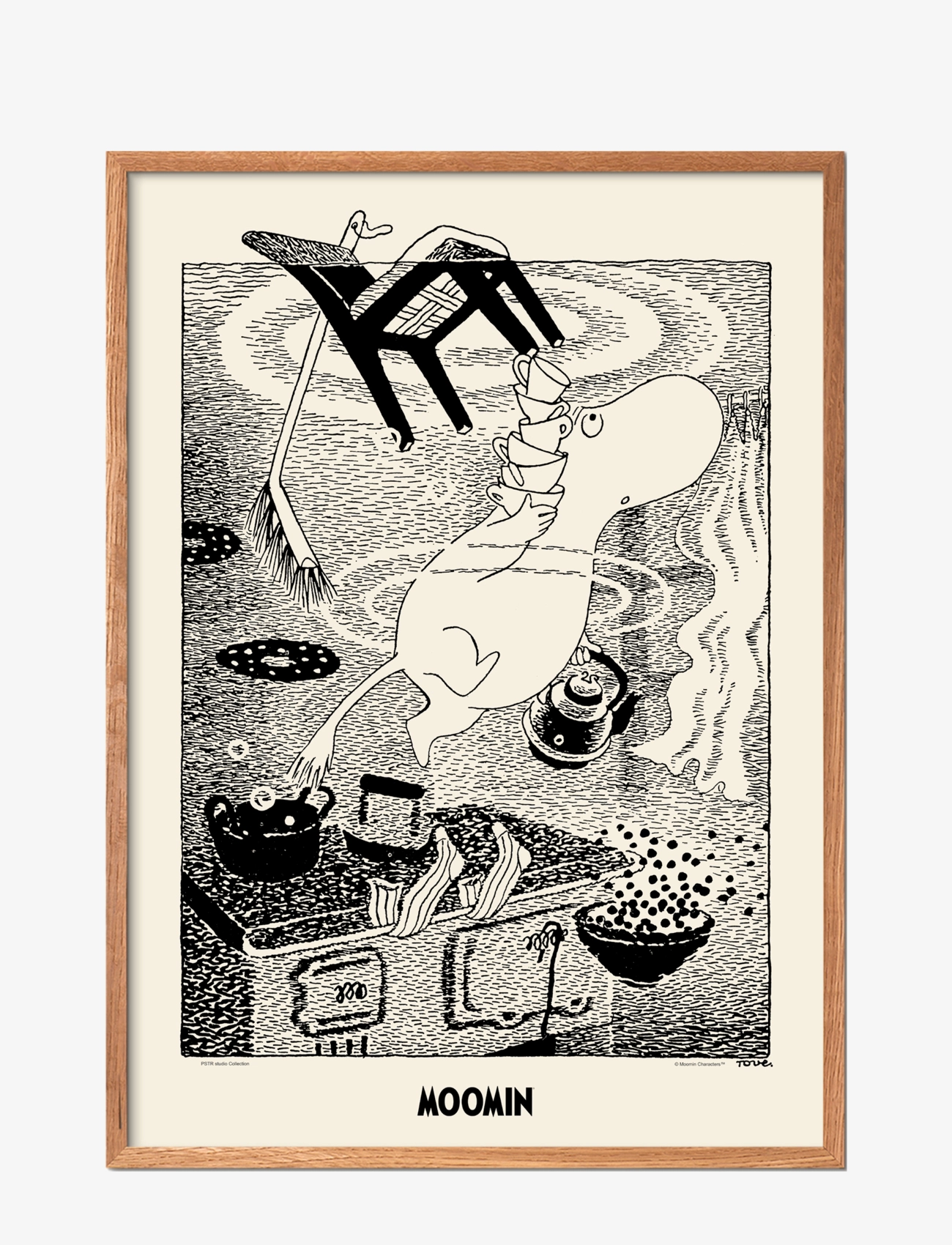 PSTR Studio Moomin X Pstr Studio Dreaming, Sort & Hvid, Str: 50X70CM