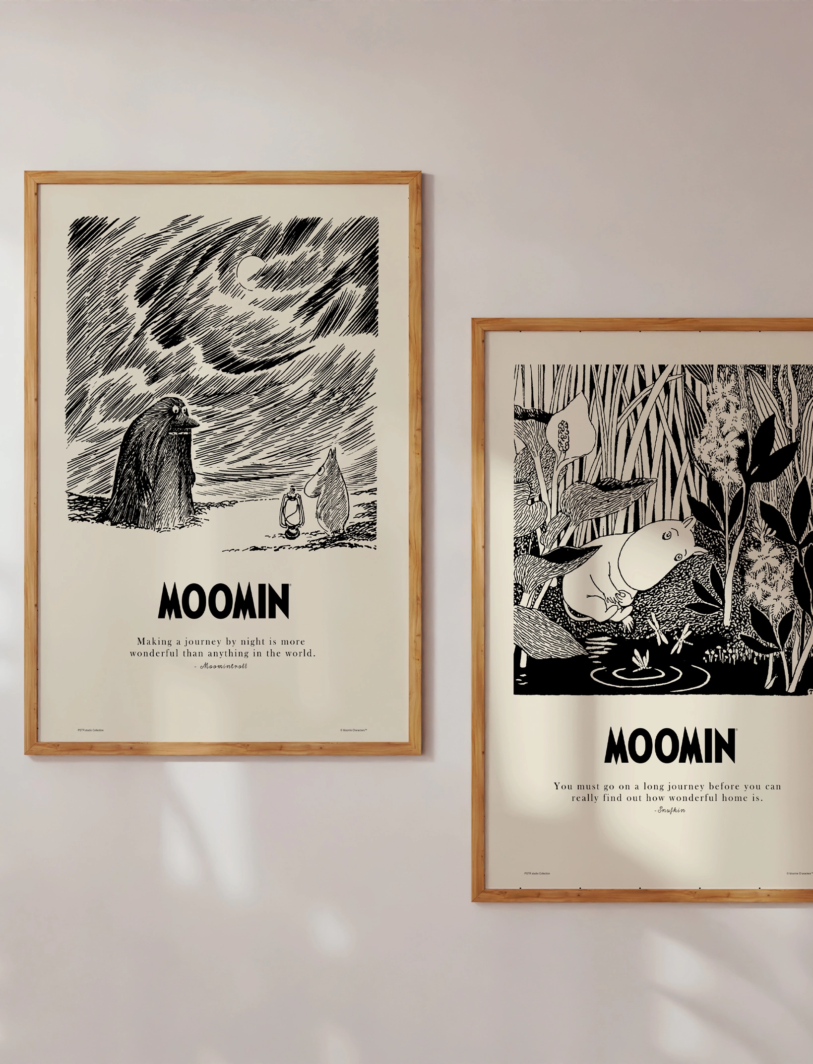 PSTR Studio Moomin X Pstr Journey By Night, 50X70 cm, Posters, Schwarz - Illustrations, Homeware