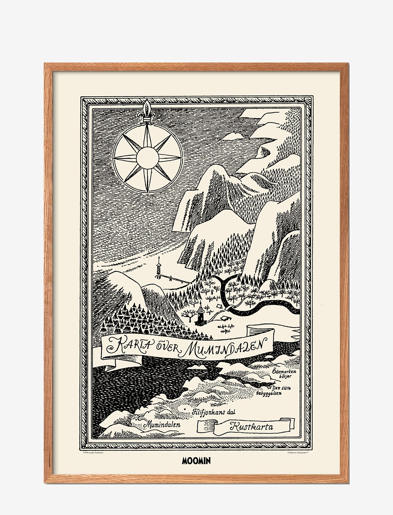 PSTR Studio - Moomin x PSTR studio - Map of Moomin Valley I - must-valged motiivid - natural - 0