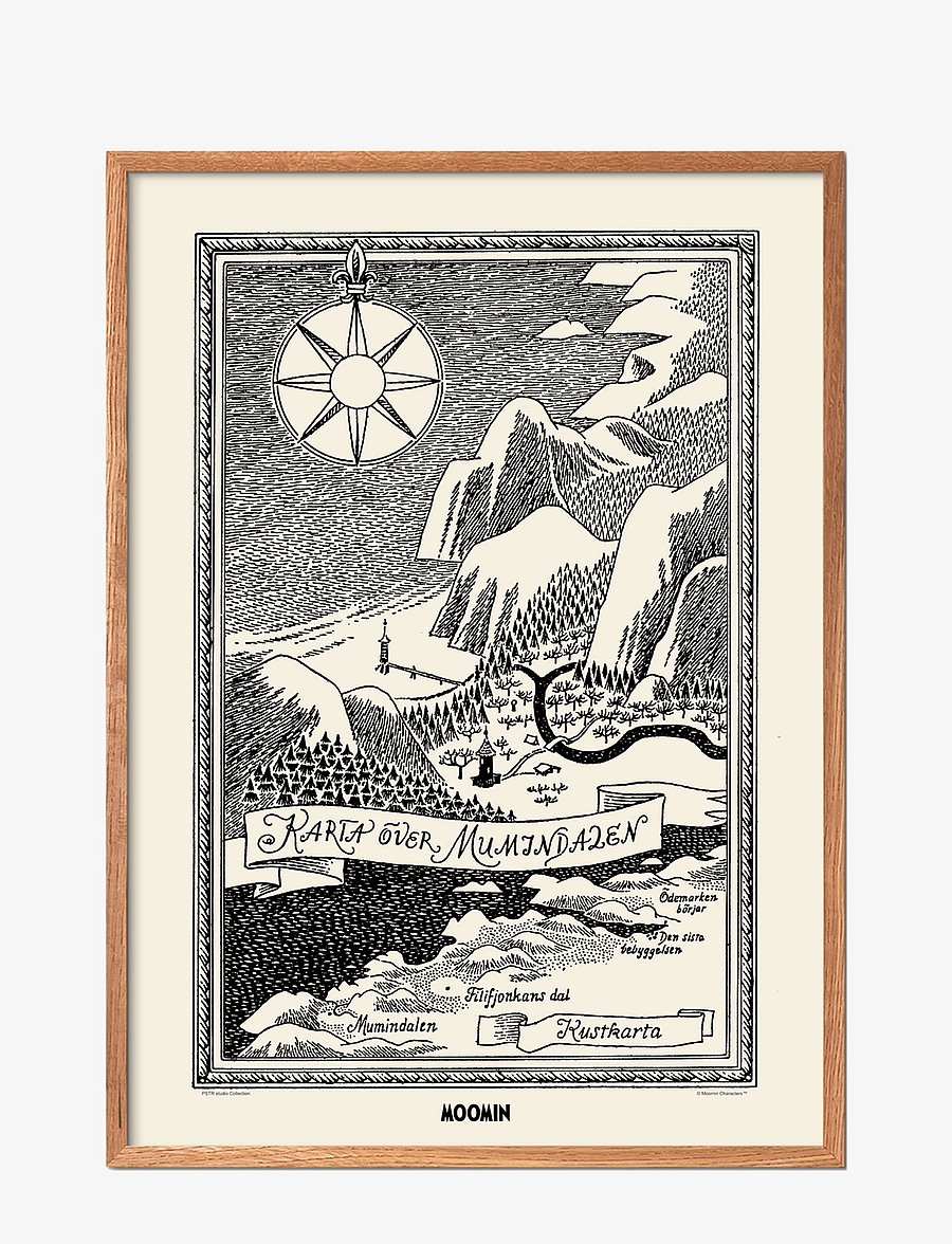 PSTR Studio - Moomin x PSTR studio - Map of Moomin Valley I - must-valged motiivid - natural - 1