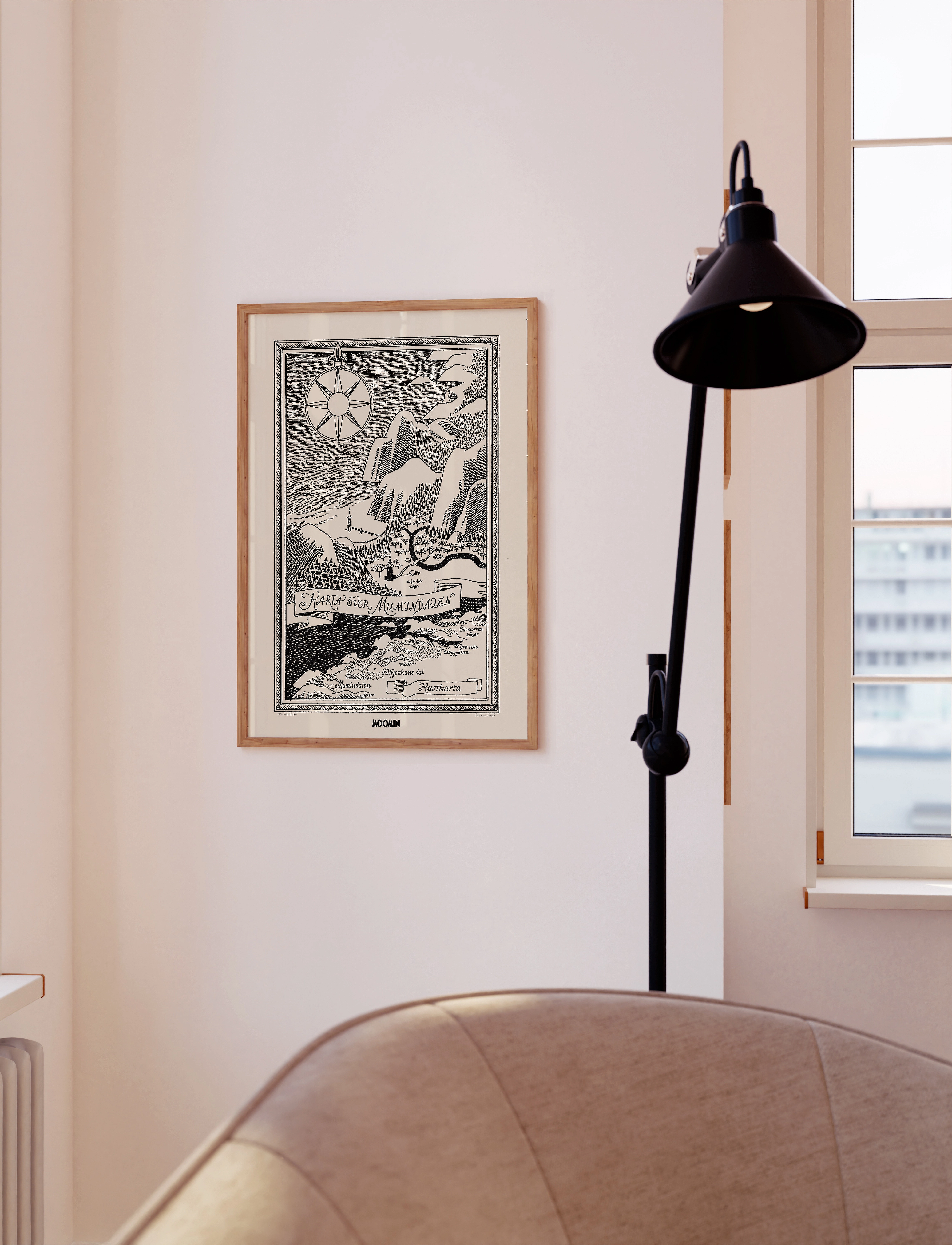 PSTR Studio Moomin X Pstr Map Of Valley I, 50X70 cm, Posters - Black & White, Homeware