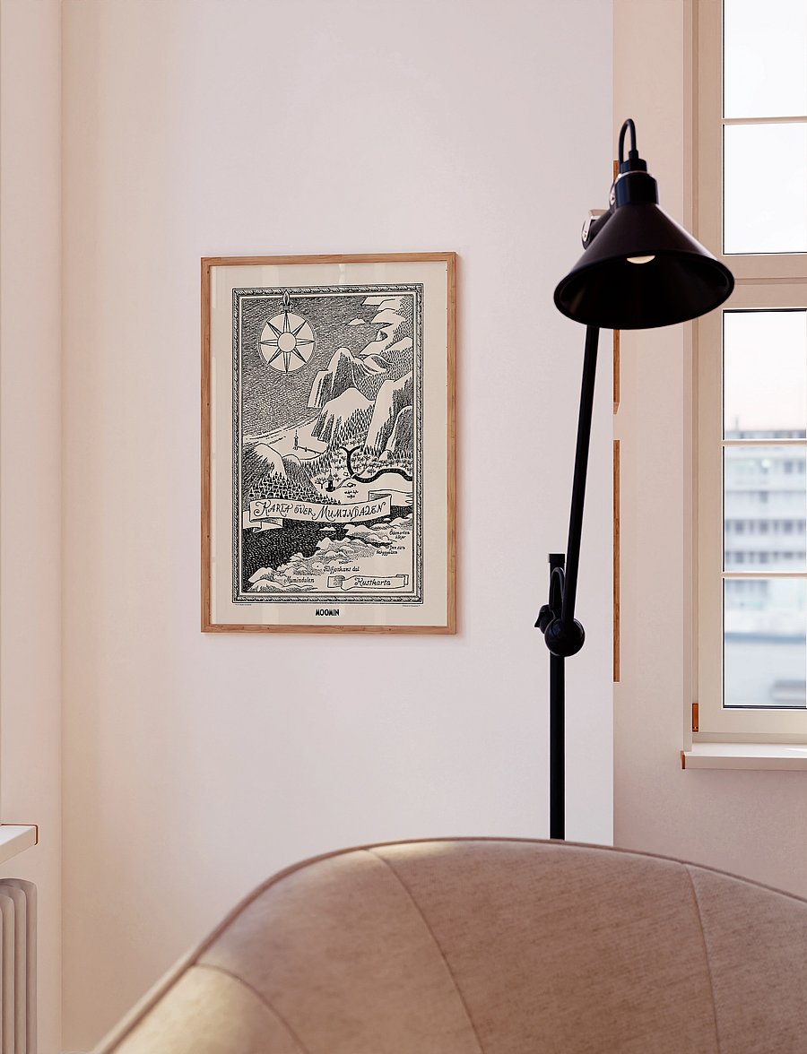 PSTR Studio - Moomin x PSTR studio - Map of Moomin Valley I - must-valged motiivid - natural - 0