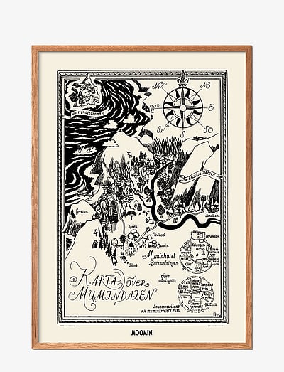 PSTR Studio Moomin x PSTR studio - Map of Moomin Valley II - Schwarz-weiß-Motive - NATURAL / natural