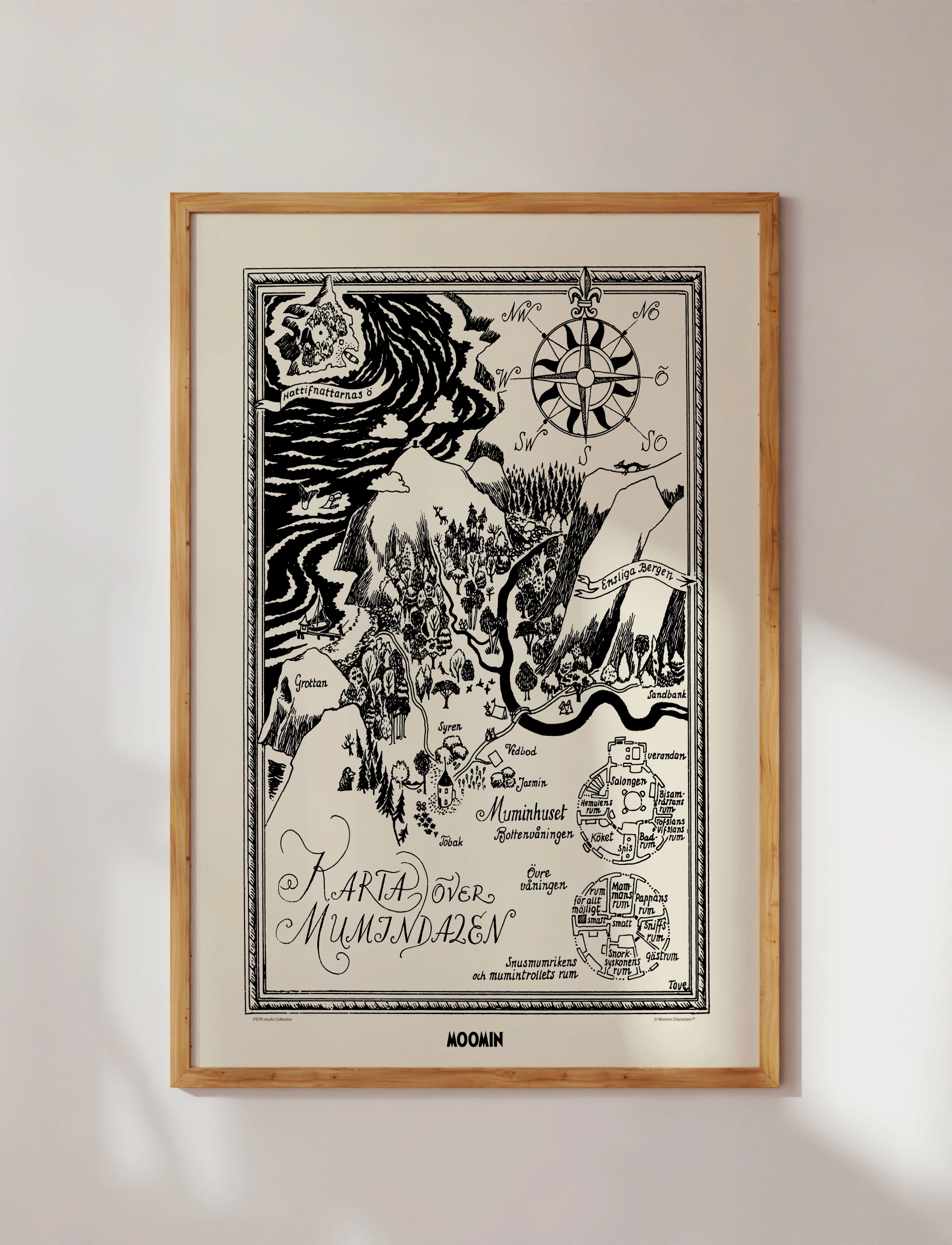 PSTR Studio Moomin X Pstr Map Of Valley Ii, 50X70 cm, Posters - Black & White, Homeware