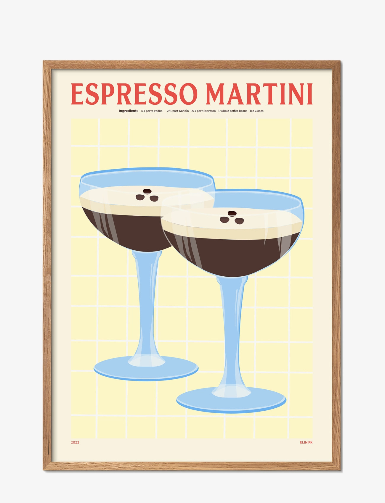 PSTR STUDIO Pstr Studio - Pstr StudioxElin Pk - Espresso Martini Patterned - 30X40CM - Unisex