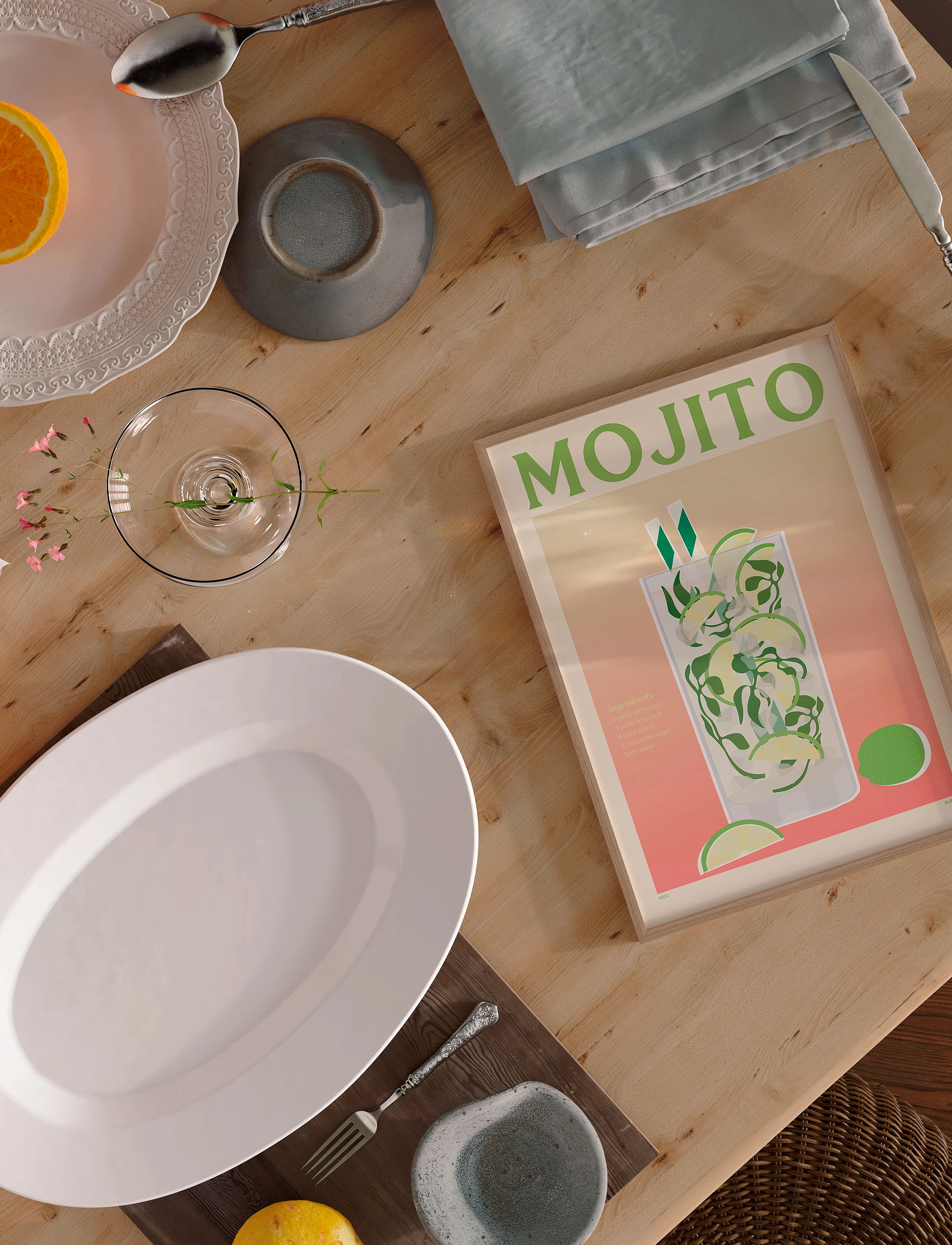 PSTR Studio Pstr Studio - Pstr Studio X Elin Pk - Mojito, 30X40 cm, Multi/patterned, Plakater > Mad, Unisex