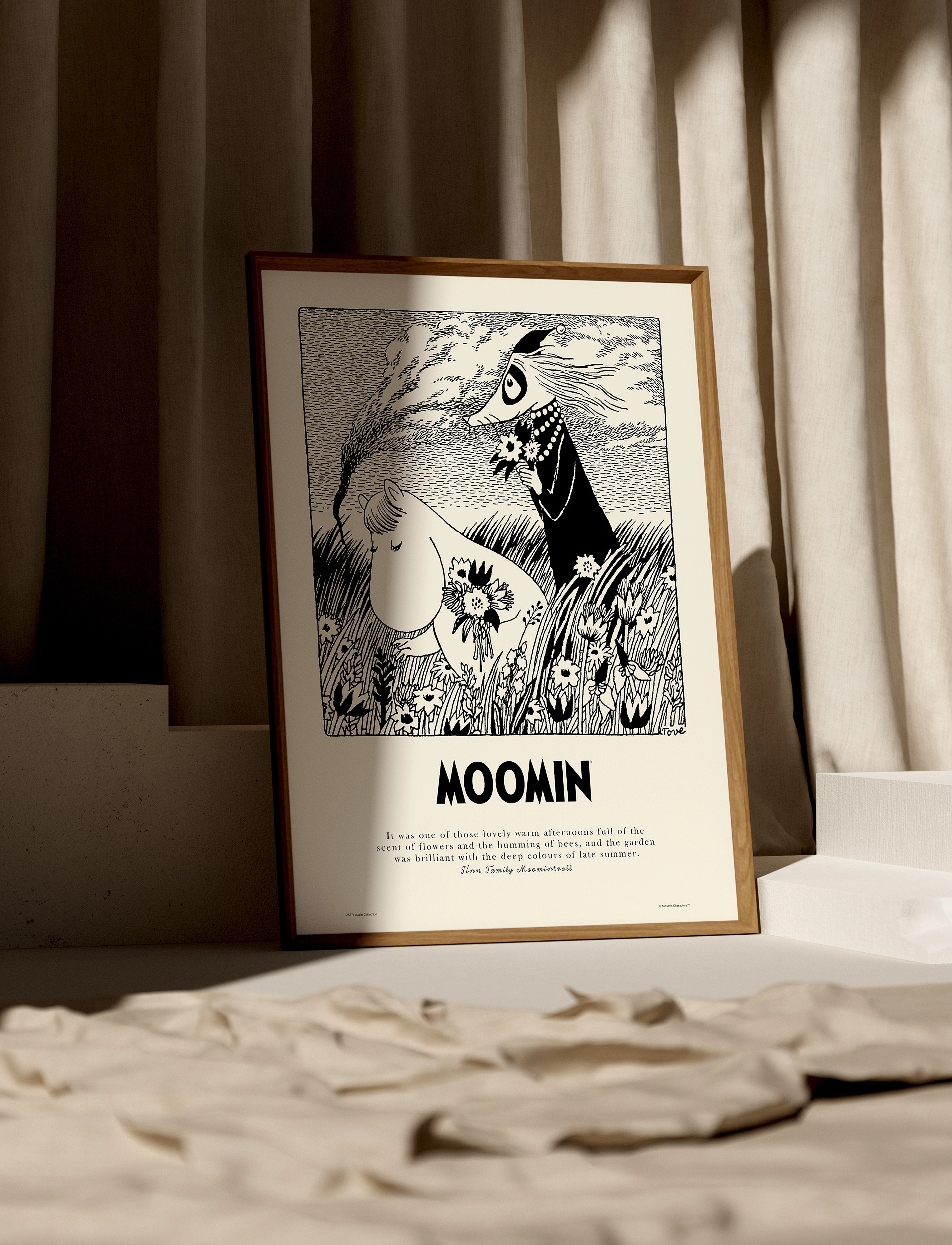 PSTR Studio Moomin X Pstr Summer Flowers, 50X70 cm, Posters - Black & White, Homeware