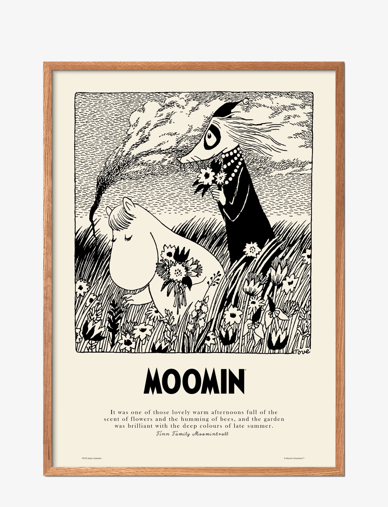 PSTR Studio Moomin X Pstr Studio Summer Flowers, Sort & Hvid, Str: 70X100CM