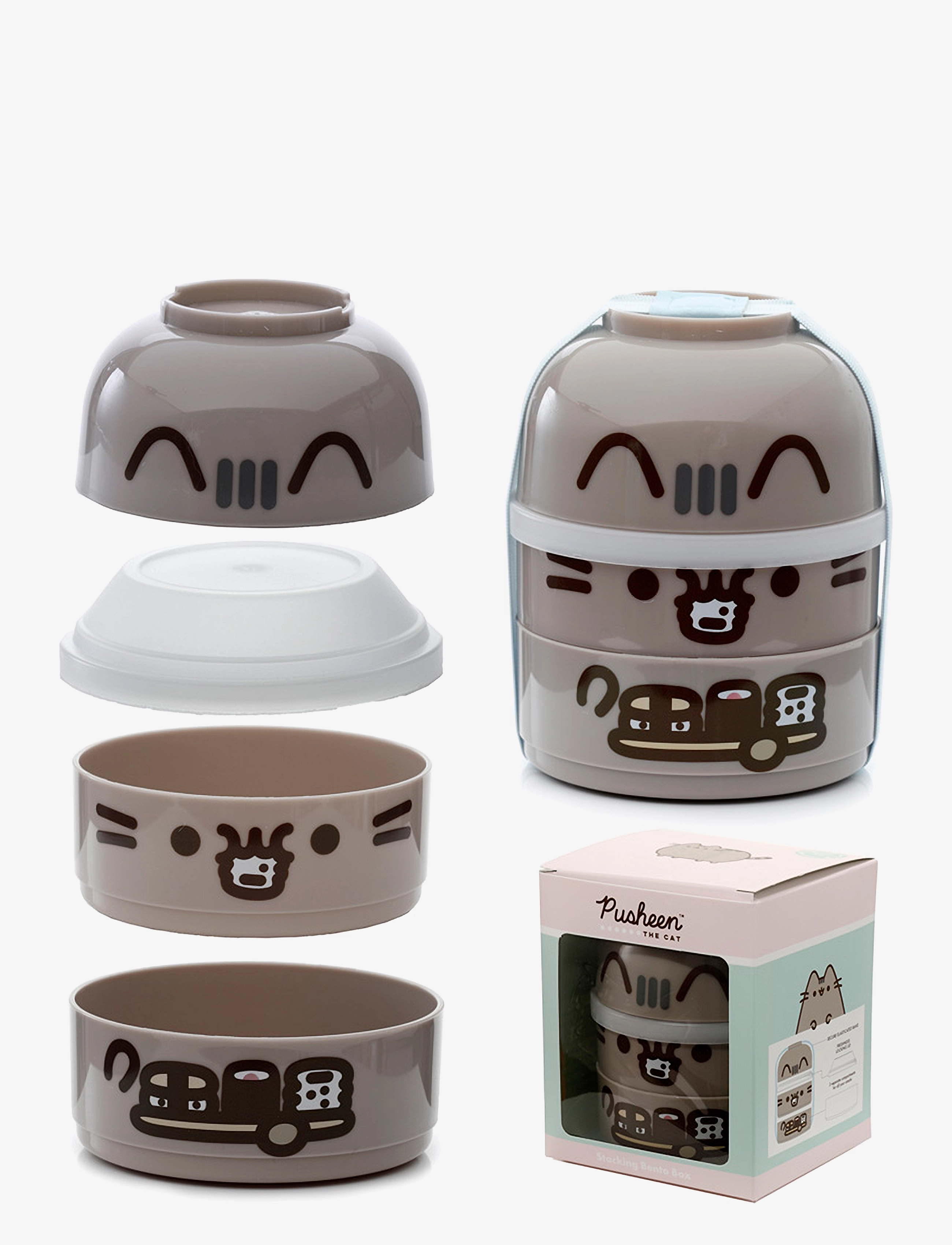 Puckator - Pusheen the Cat Foodie Clip Lock Stacked Bento Lunch Box with Cutlery - eväsrasiat - beige - 1