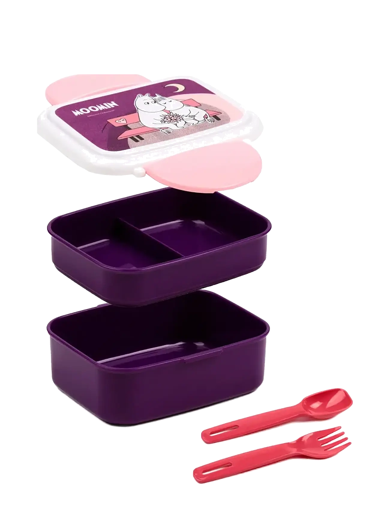 Puckator - Pusheen the Cat Foodie Clip Lock Stacked Bento Lunch Box with Cutlery - madkasser - dark purple - 1